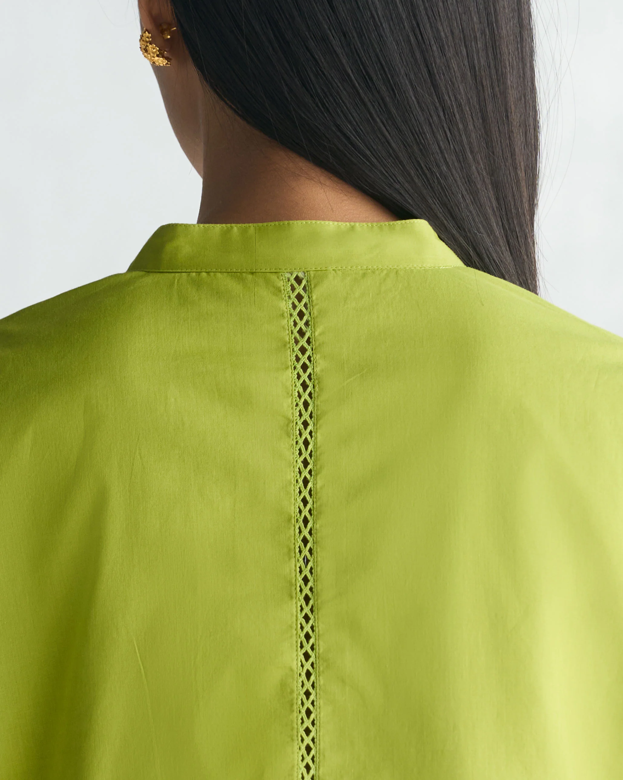 Waist Gathered Kurta - Lime - Image 3