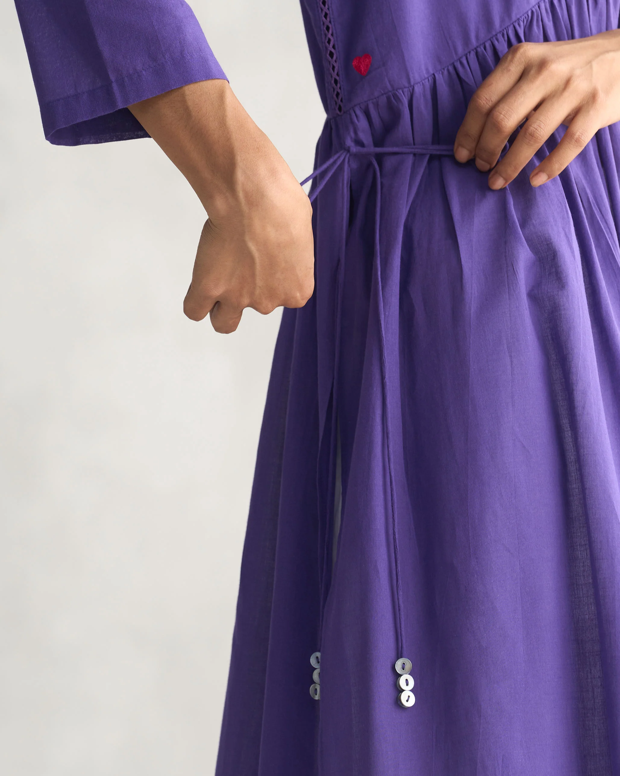 Waist Gathered Kurta - Purple - Image 2