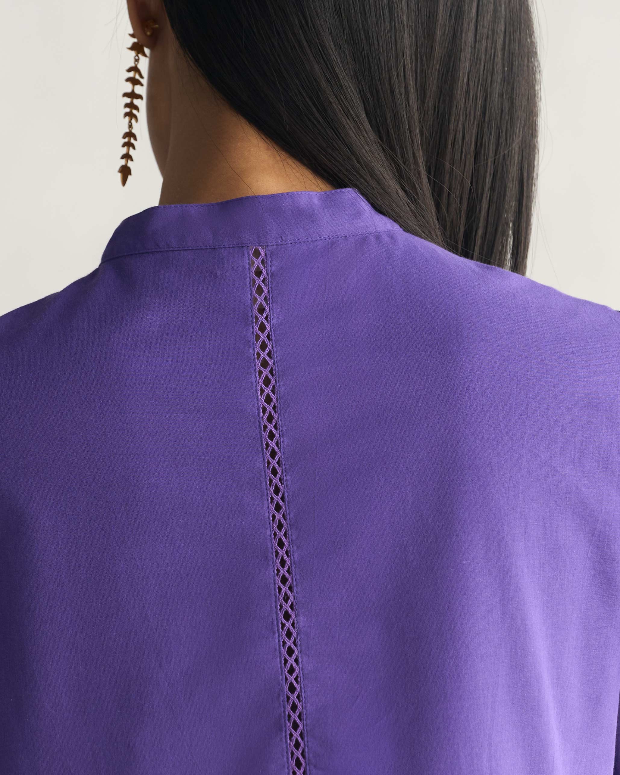 Waist Gathered Kurta - Purple - Image 3