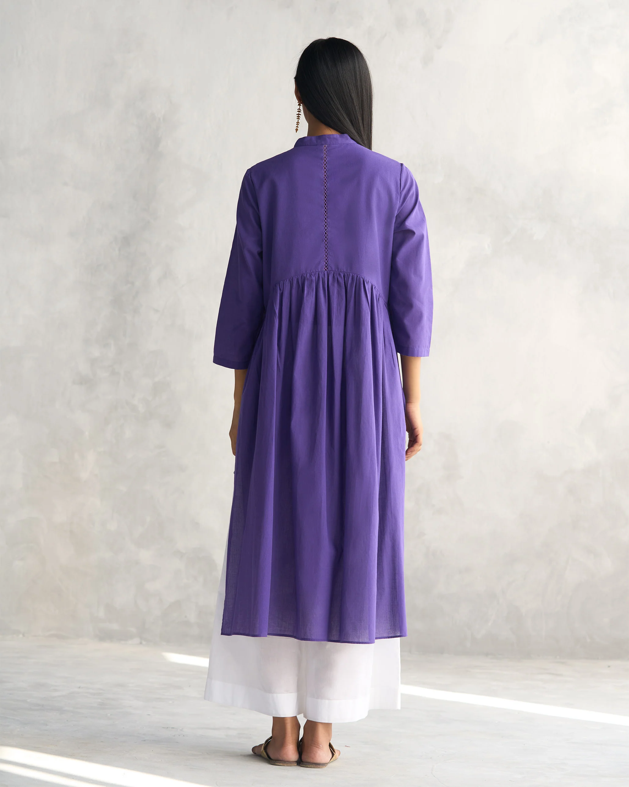 Waist Gathered Kurta - Purple - Image 4