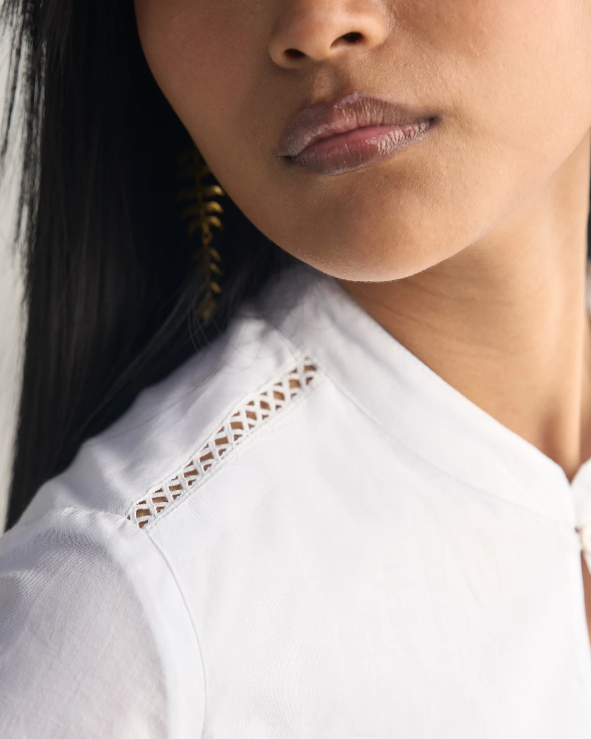 Waist Gathered Kurta - White - Image 5