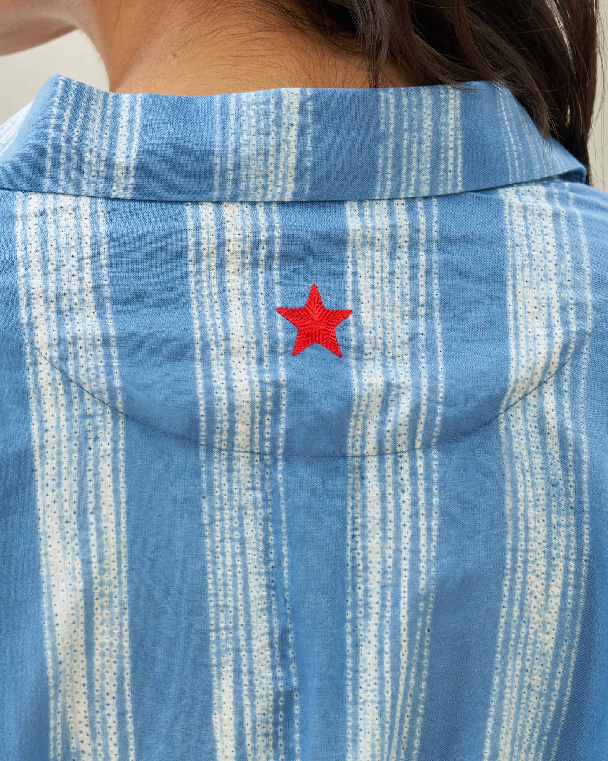 Waist Gathered Top - Blue - Image 2