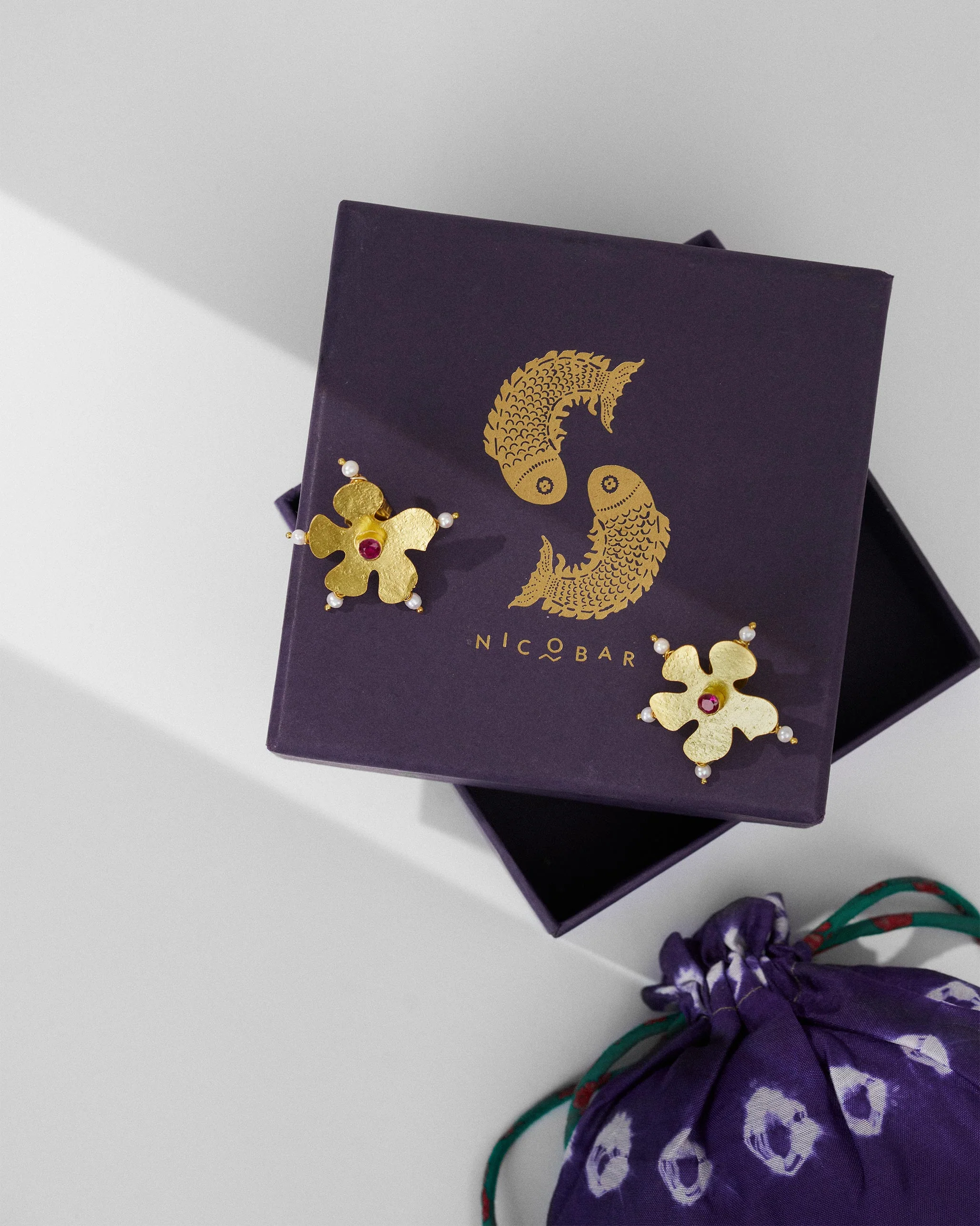 Wandering Phool Studs - Gold - Image 4