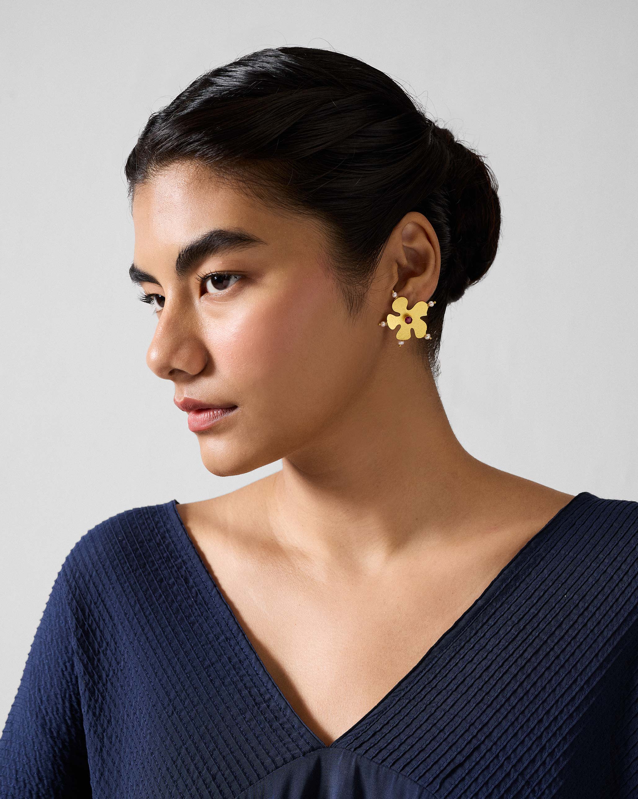 Wandering Phool Studs - Gold - Image 5