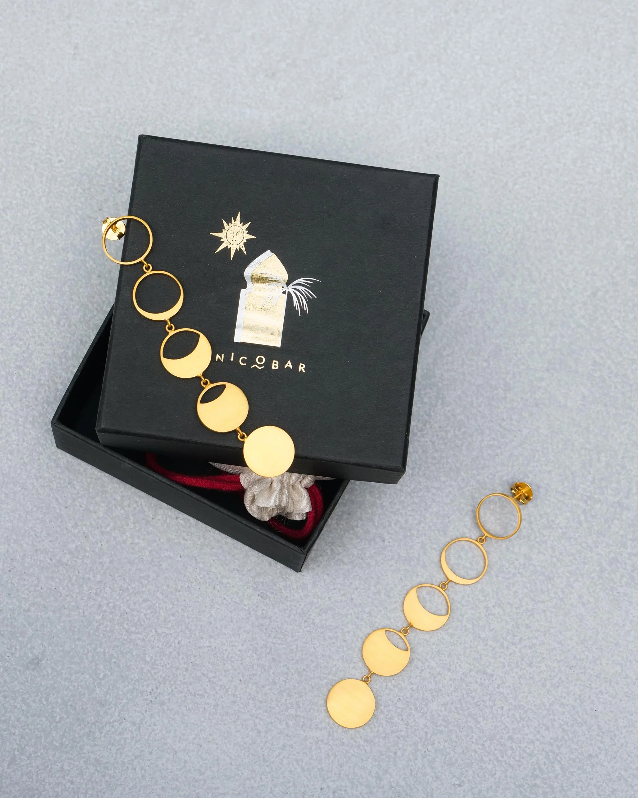 Waxing Moon Danglers - Gold - Image 2