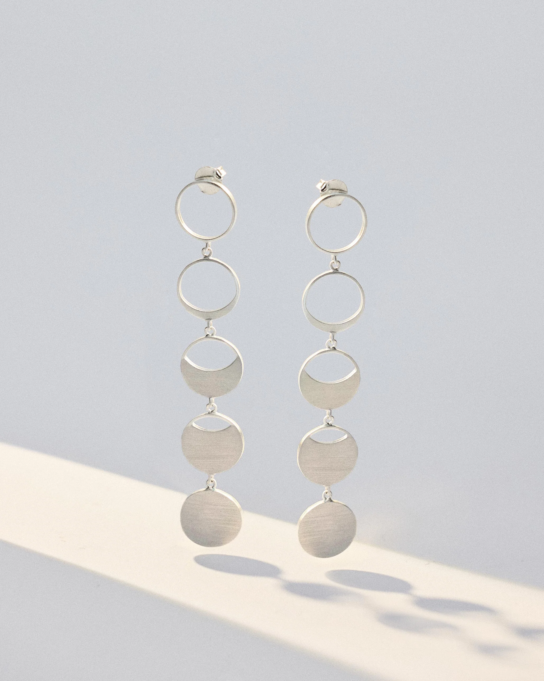 Waxing Moon Danglers - Silver - Image 3