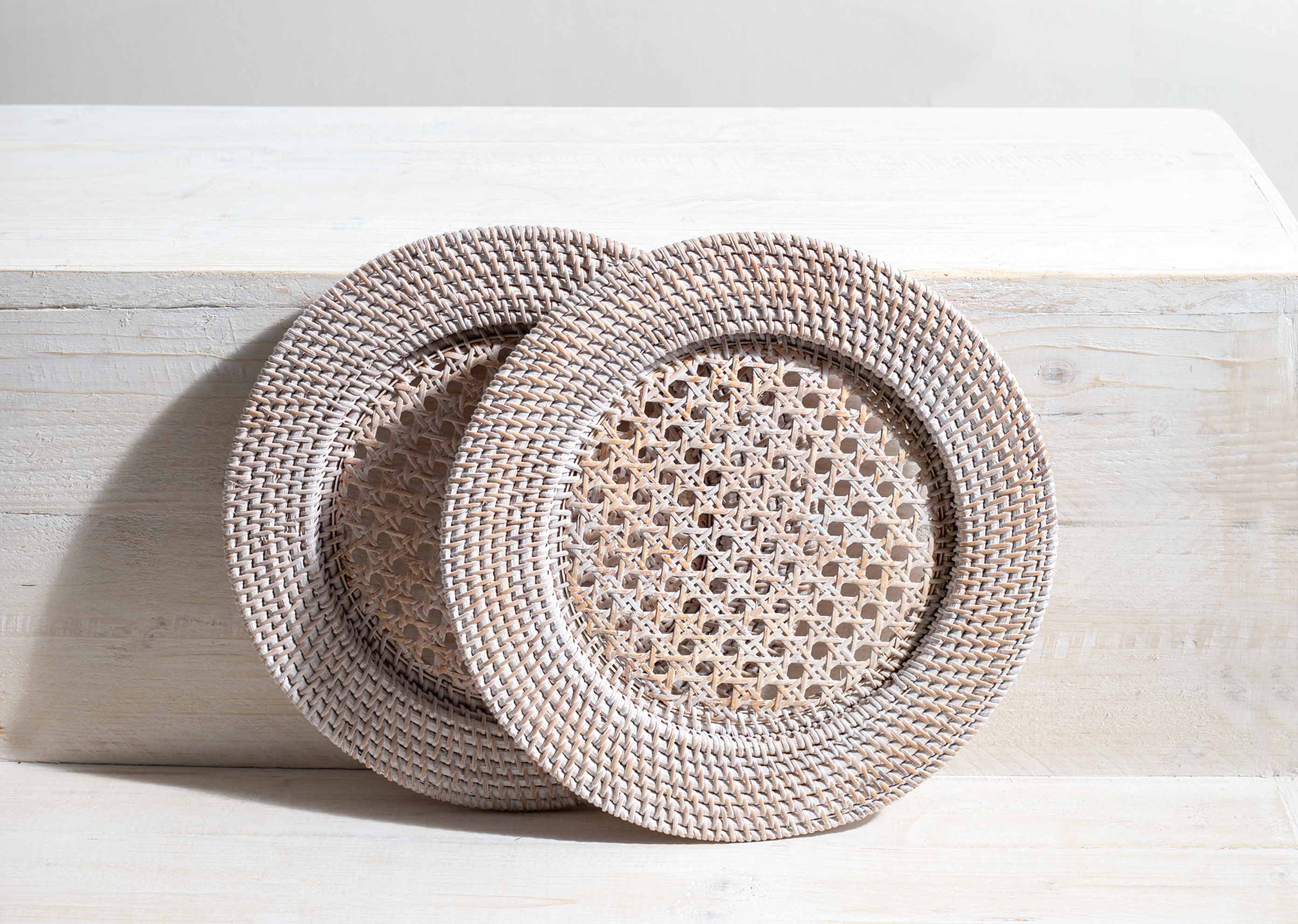 Whitewash Rattan Chargers (Set of 2) - Image 3