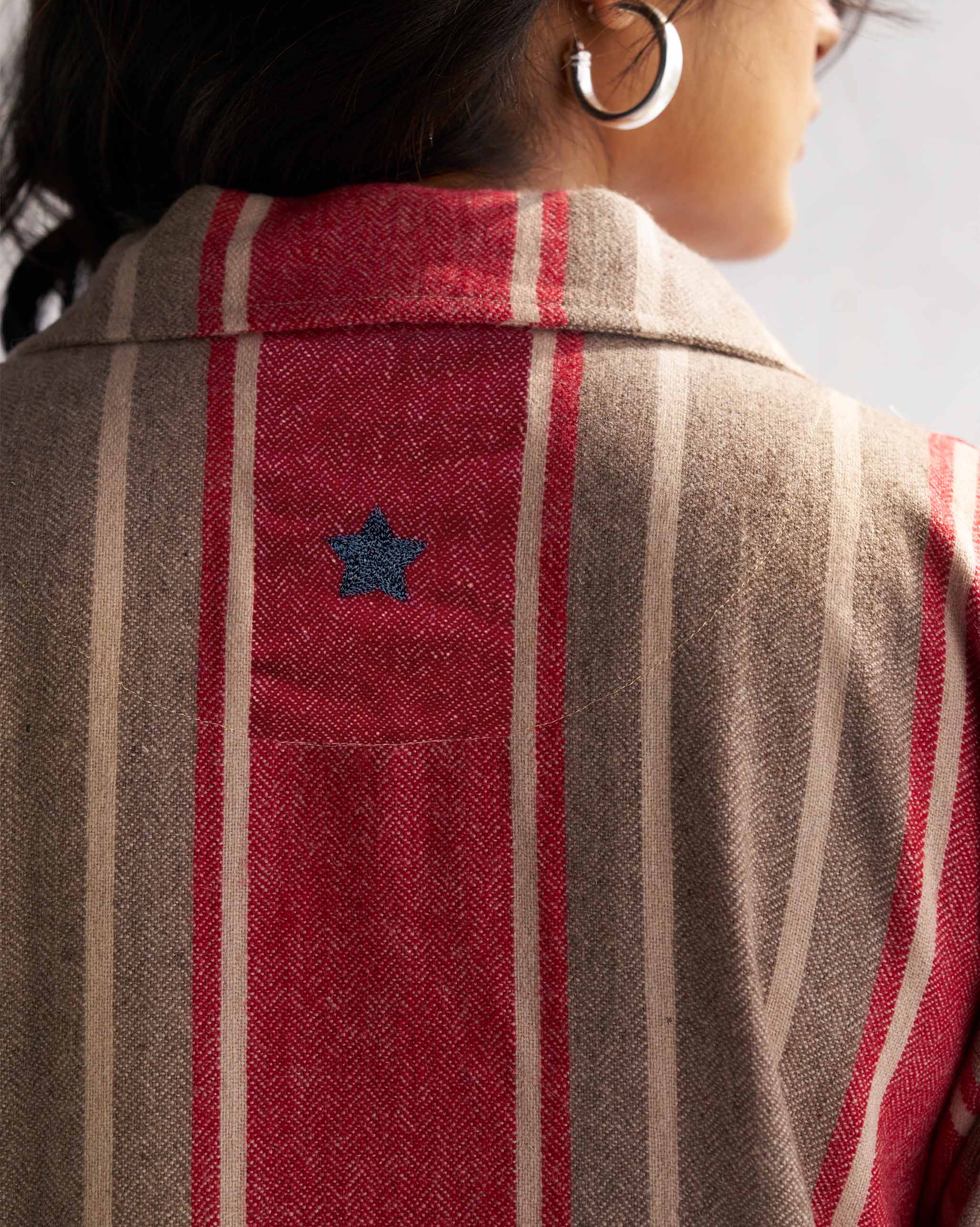 Woollen Pheran - Red & Beige - Image 2