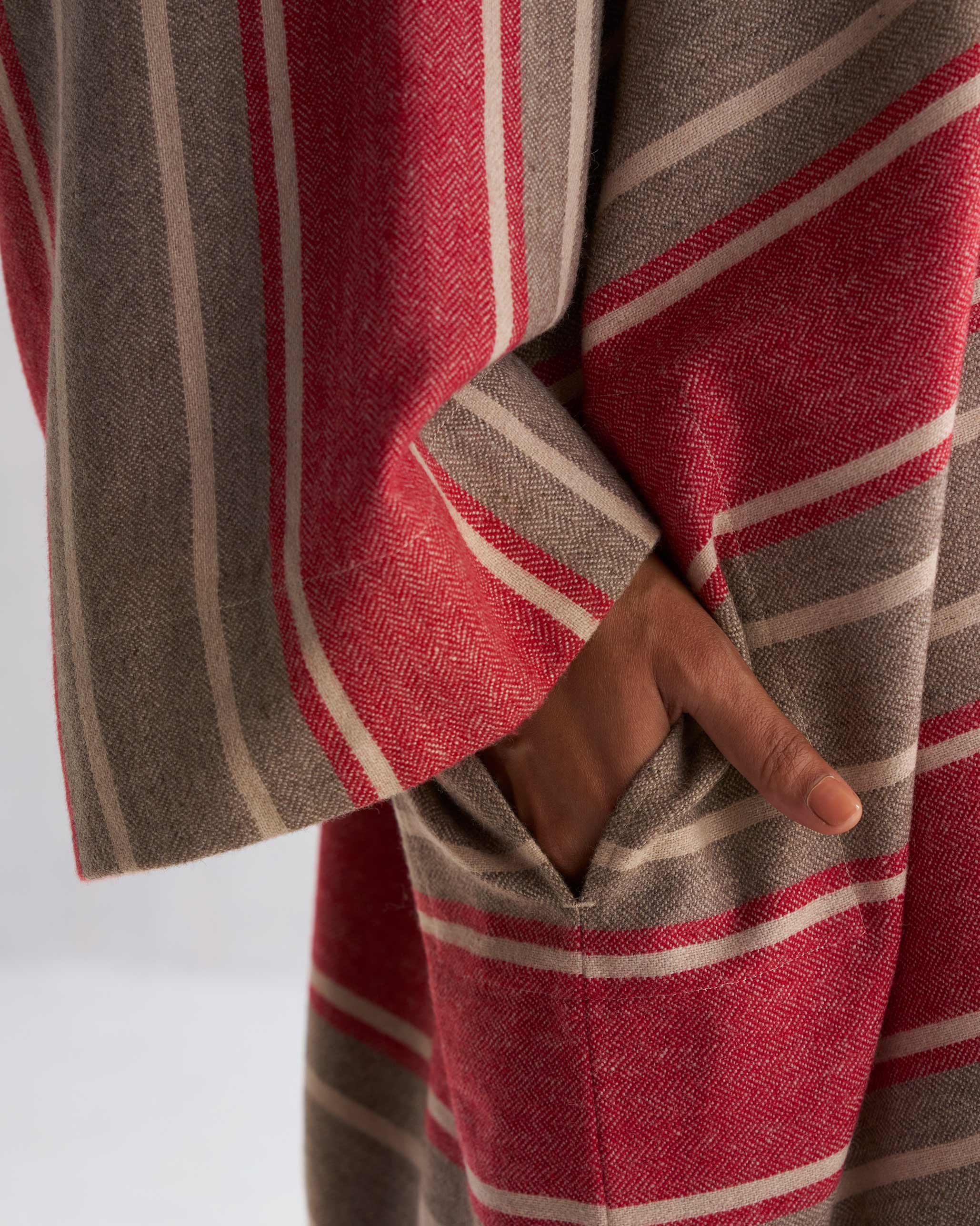 Woollen Pheran - Red & Beige - Image 3