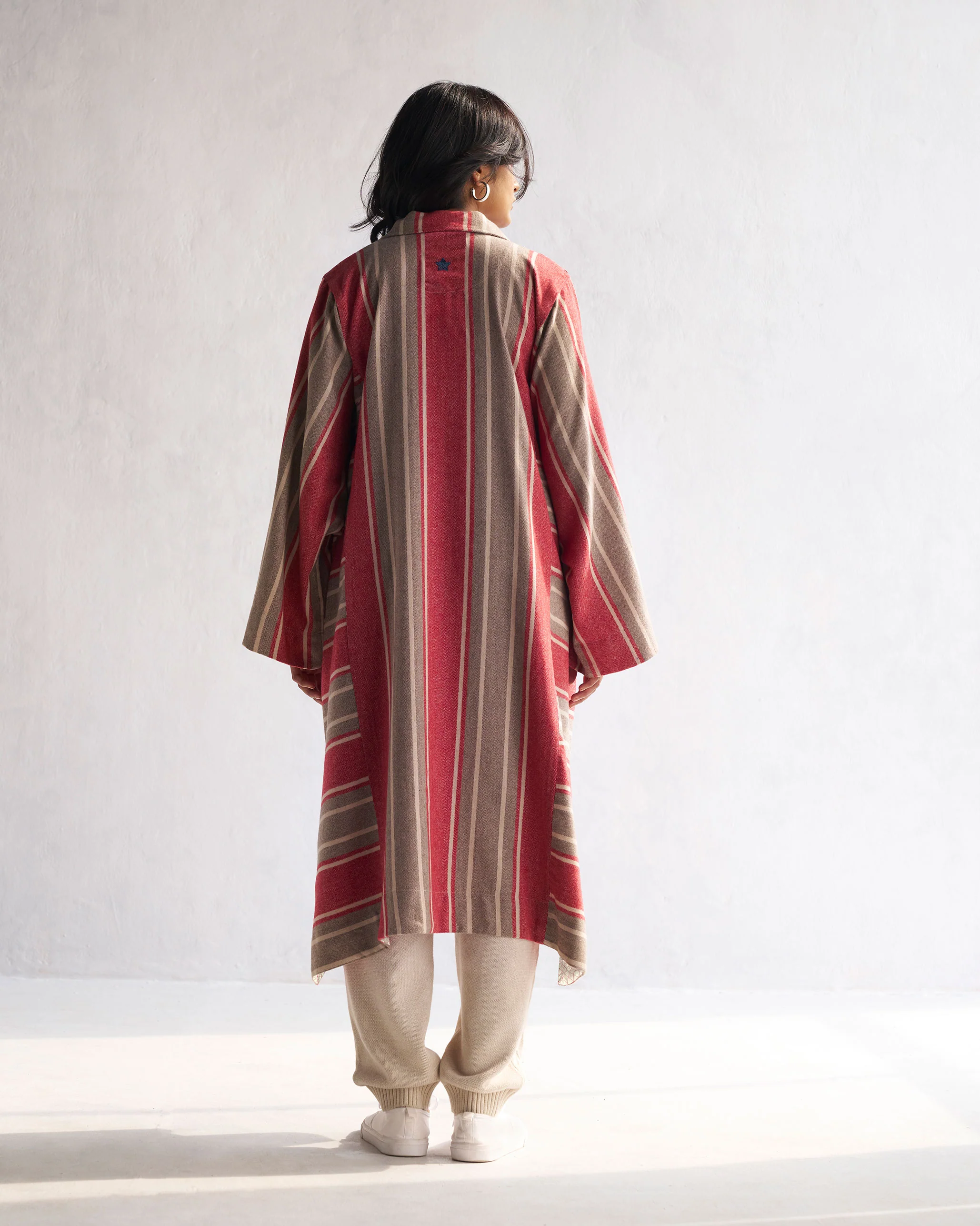 Woollen Pheran - Red & Beige - Image 4