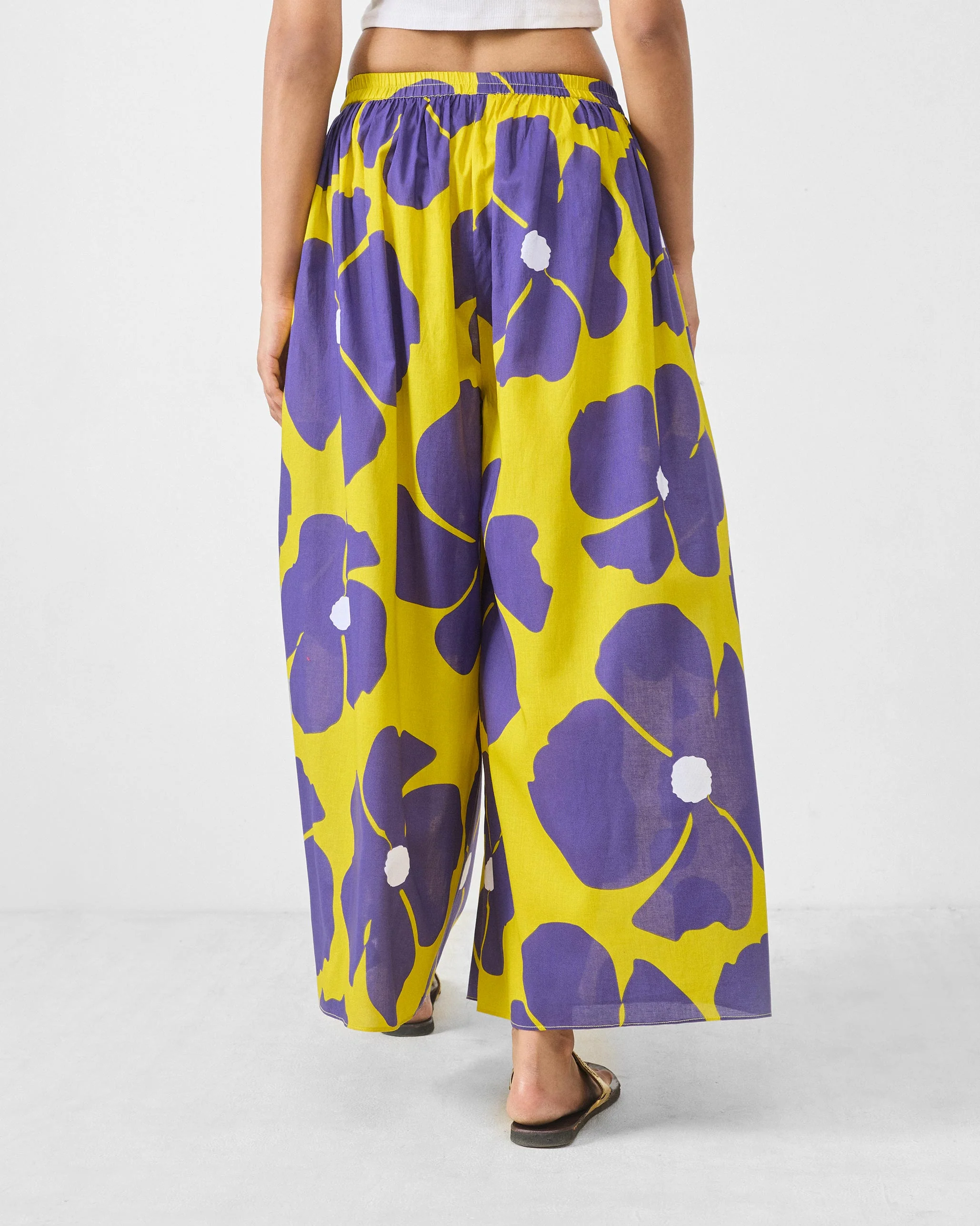 Yoi Hem Pants - Purple & Chartreuse Printed - Image 2
