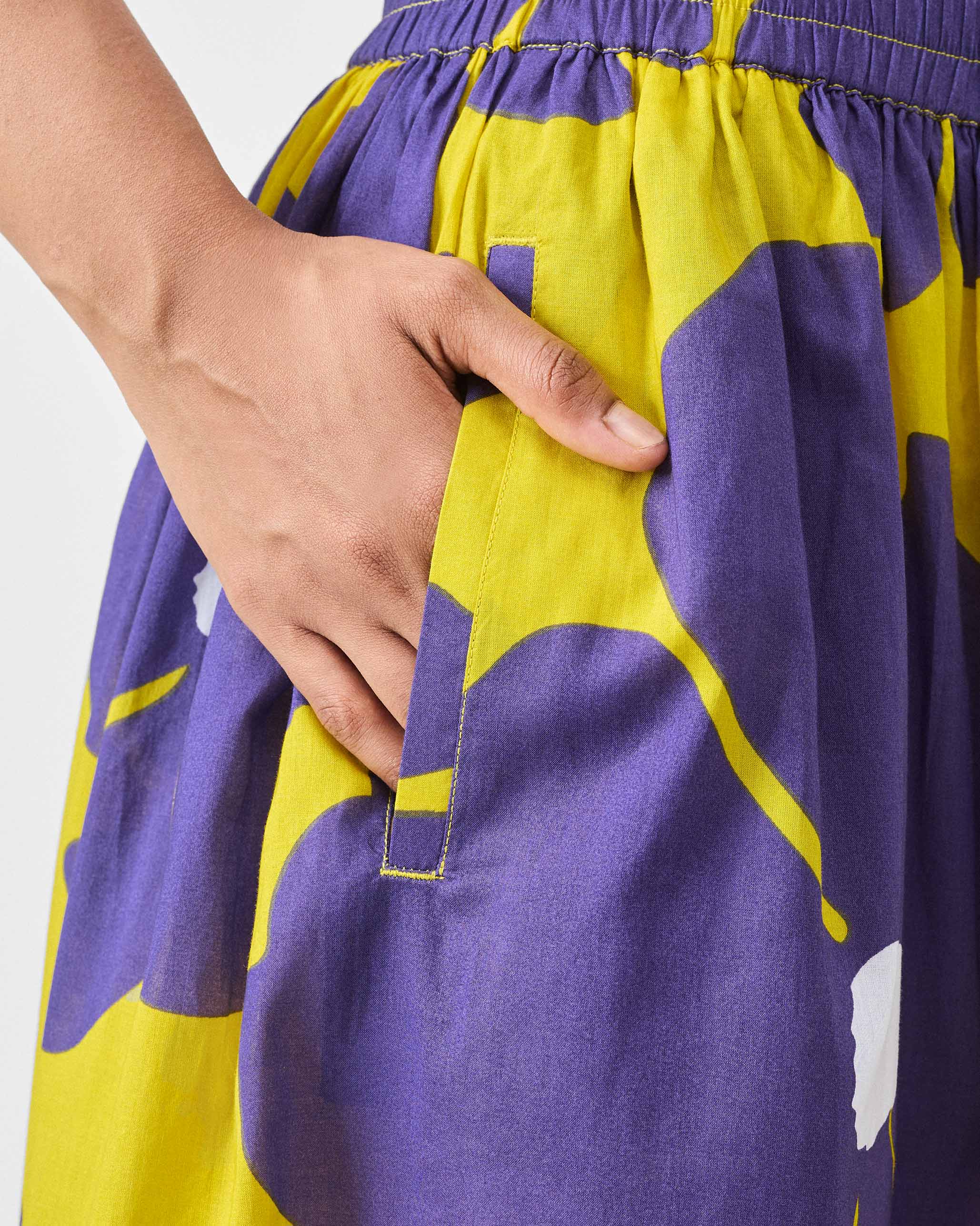 Yoi Hem Pants - Purple & Chartreuse Printed - Image 4