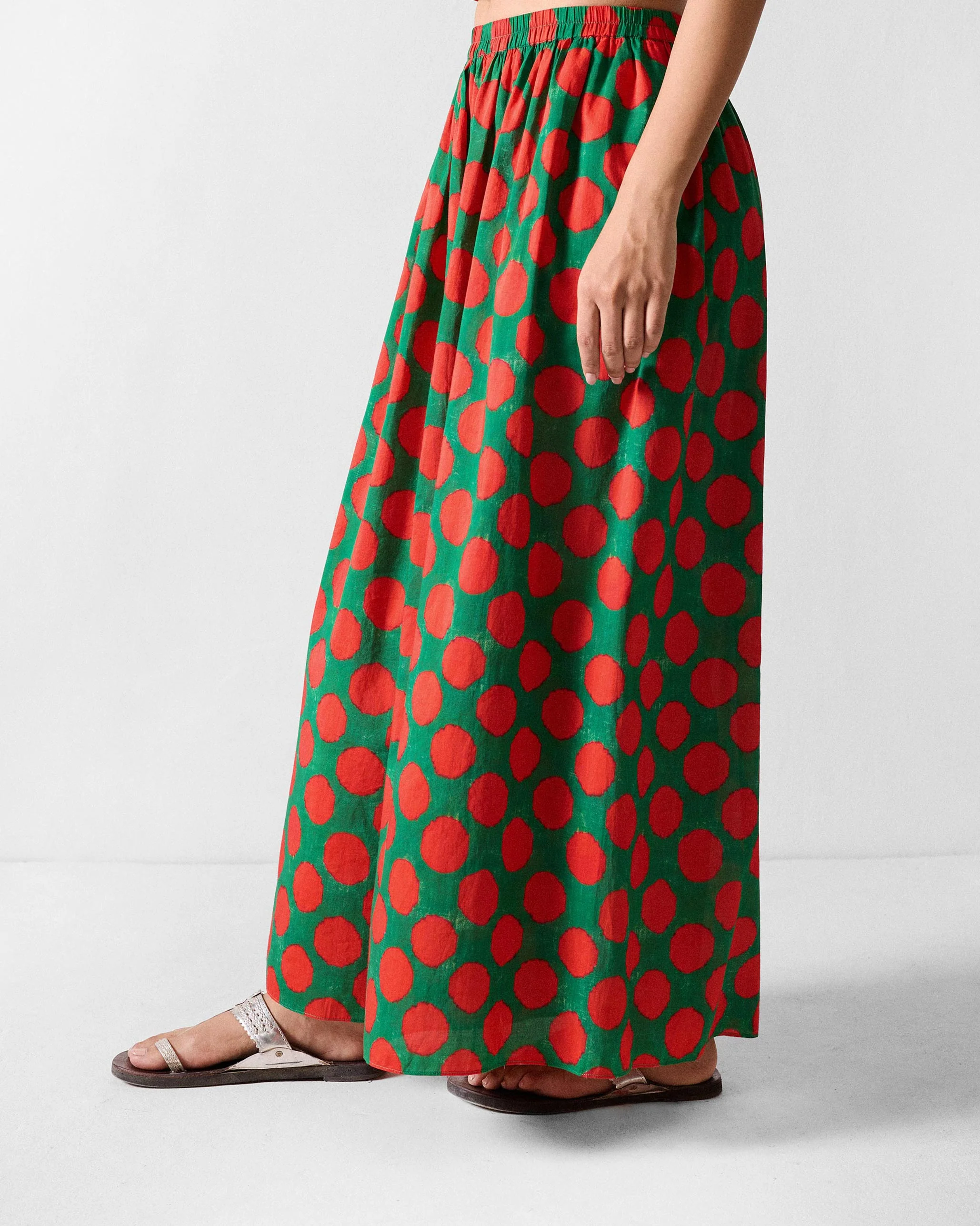 Yoi Hem Pants - Red & Green Printed - Image 4
