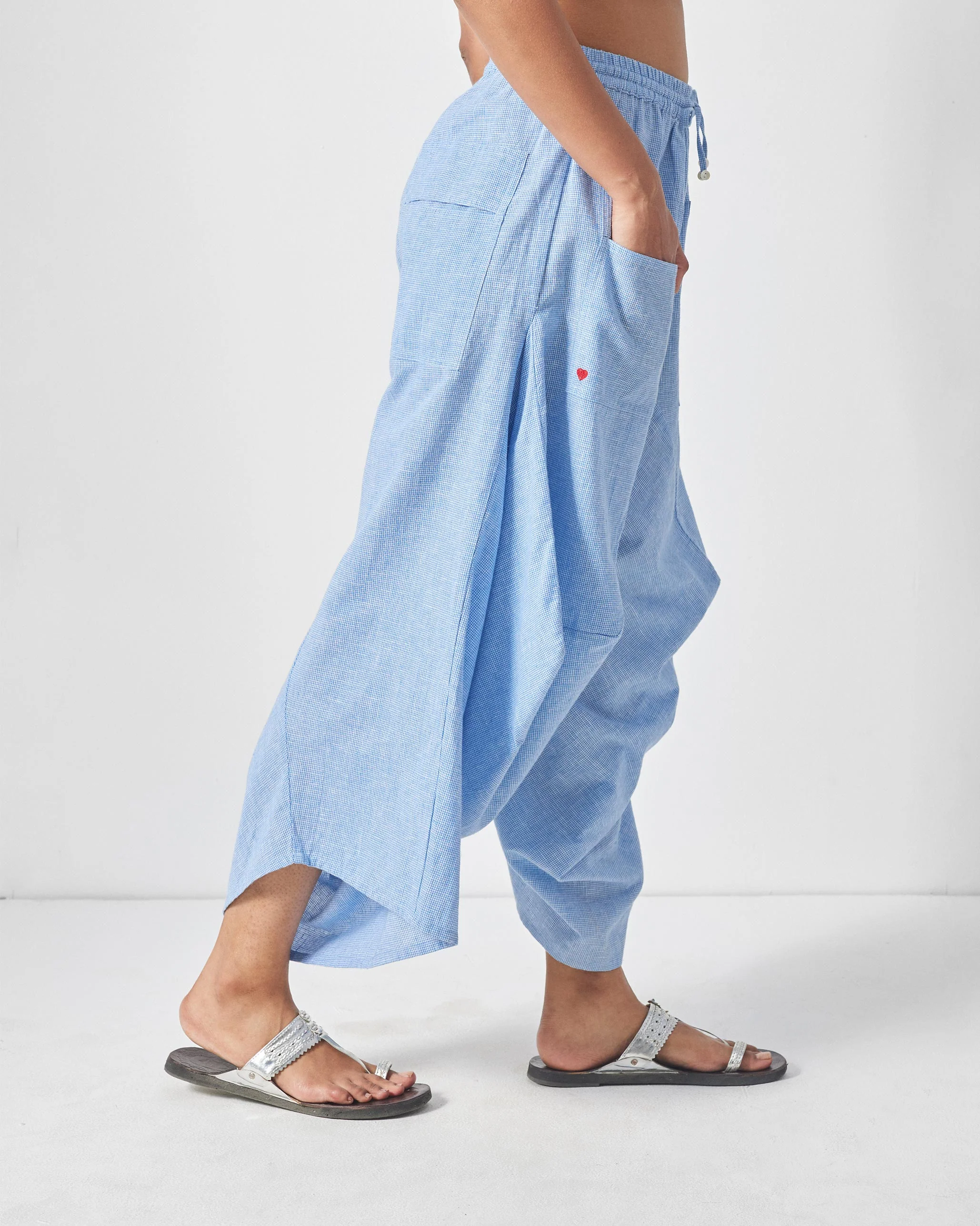 Yoka Trousers - Blue & White Checks - Image 2