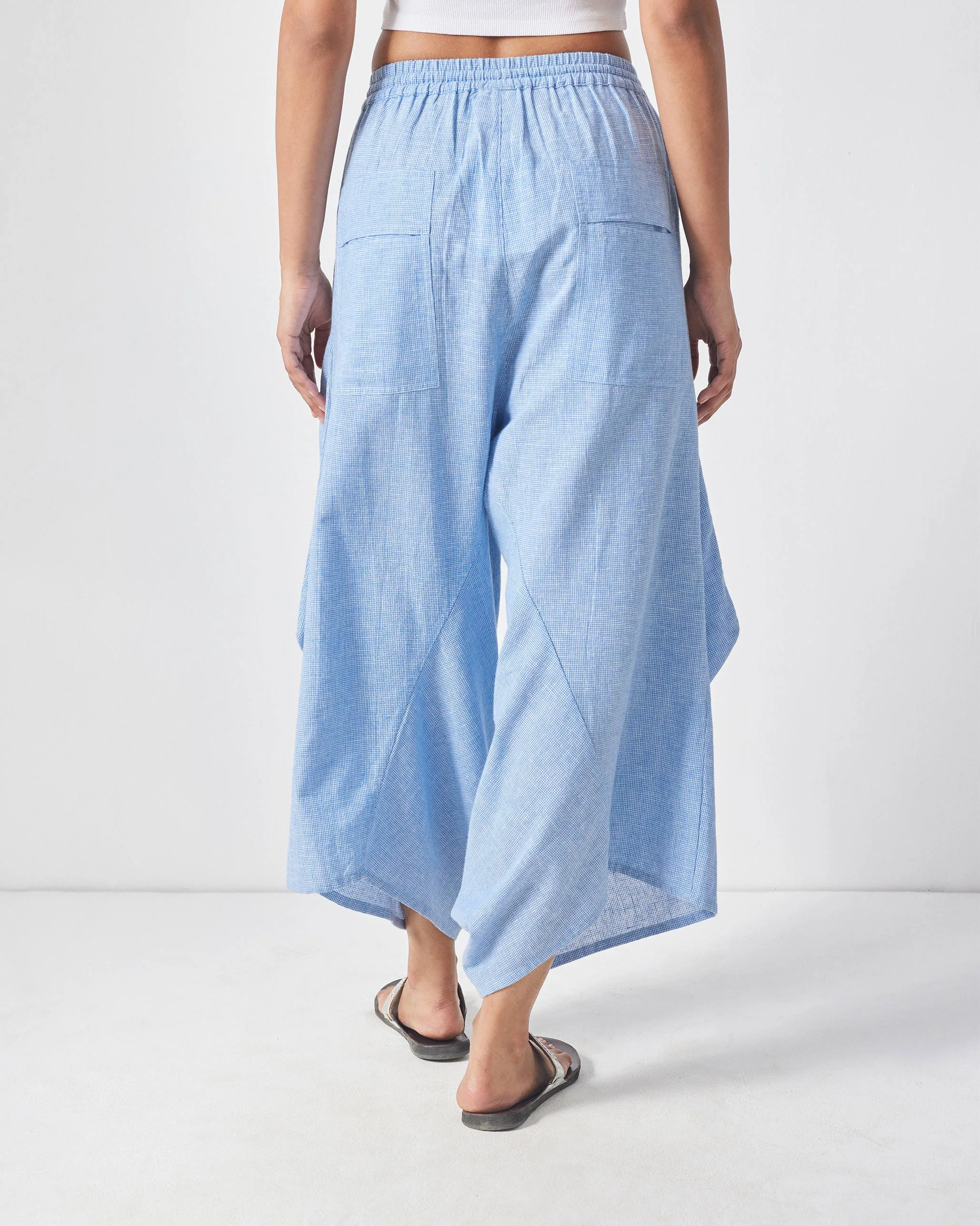 Yoka Trousers - Blue & White Checks - Image 3