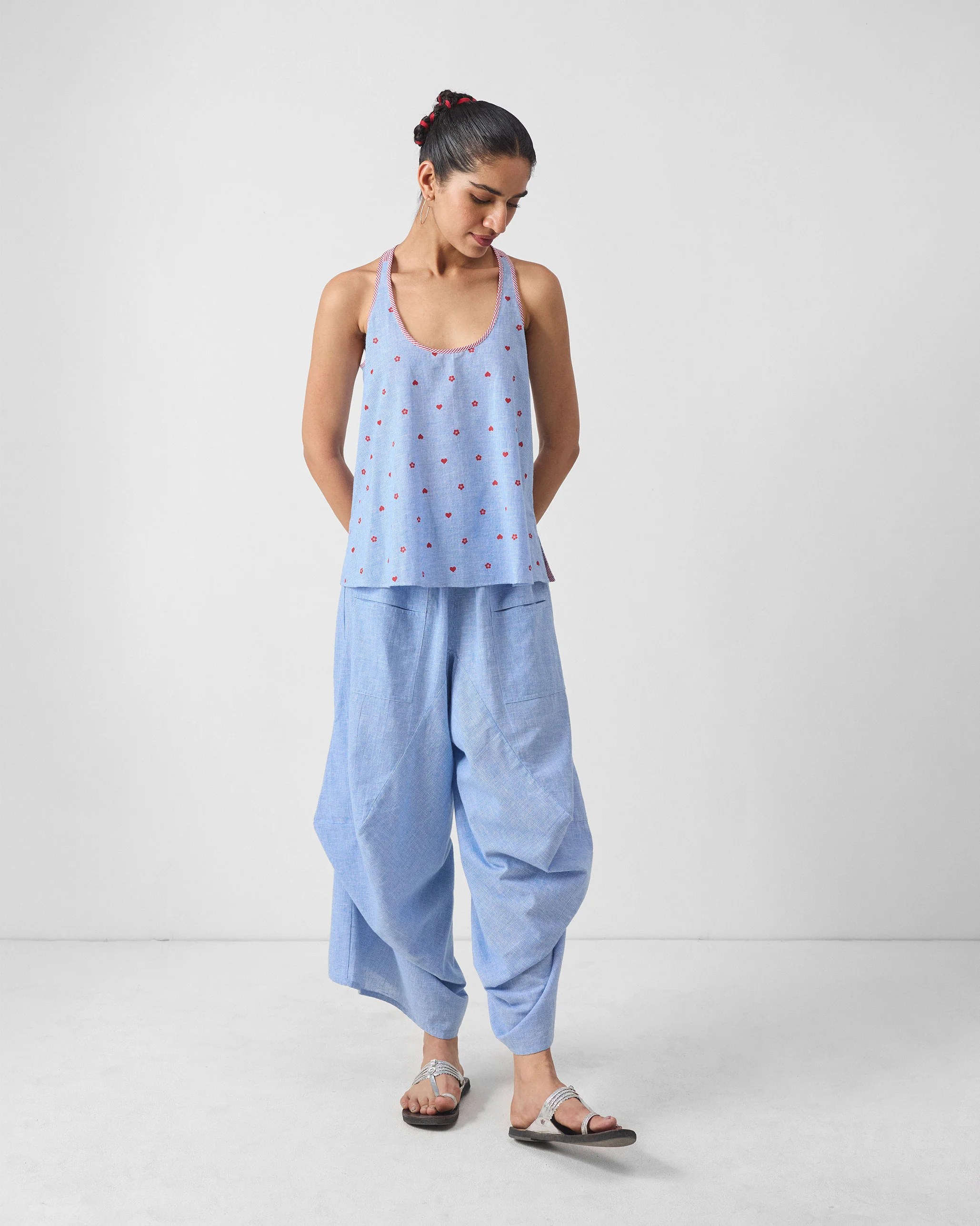 Yoka Trousers - Blue & White Checks - Image 5