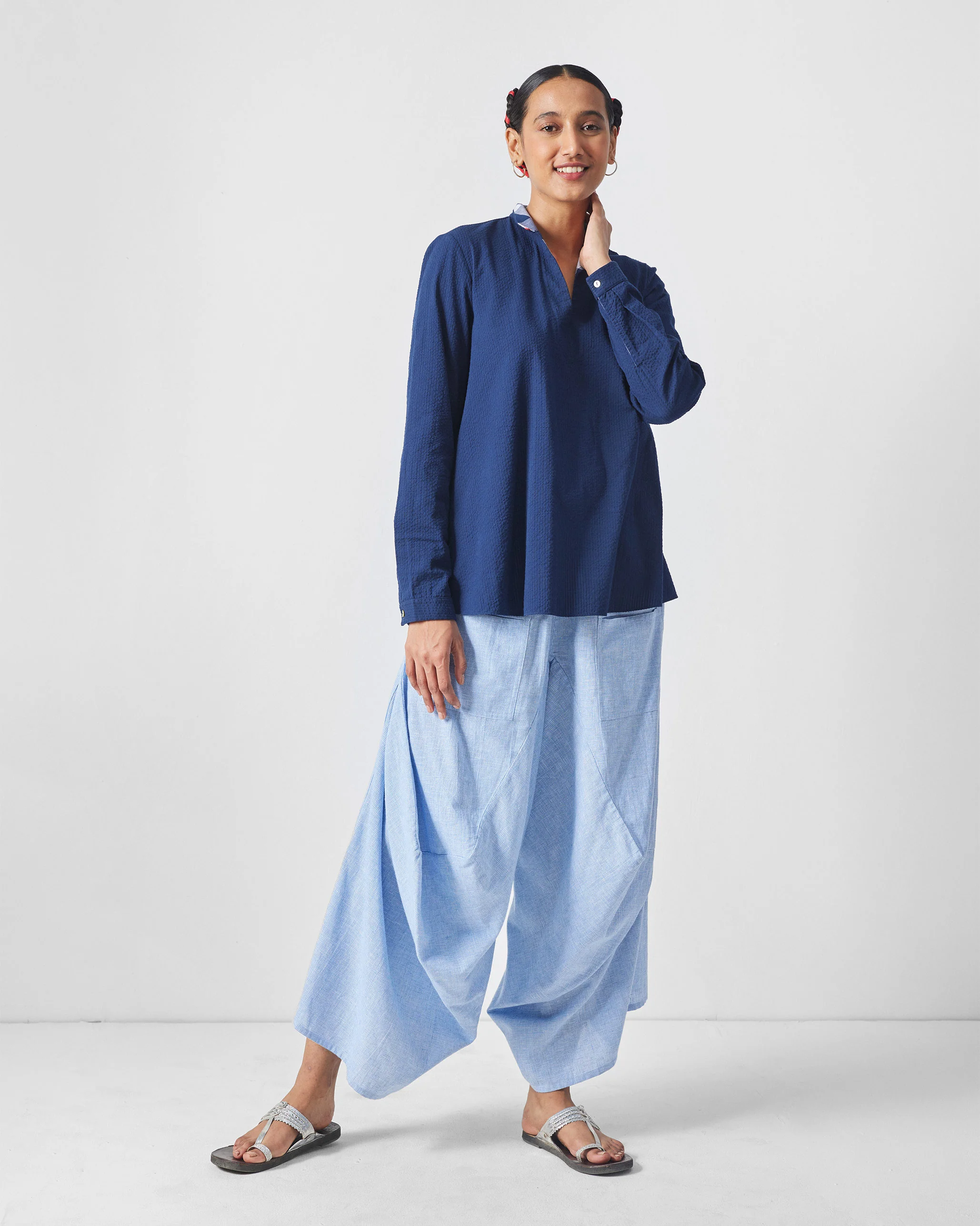 Yoka Trousers - Blue & White Checks - Image 6