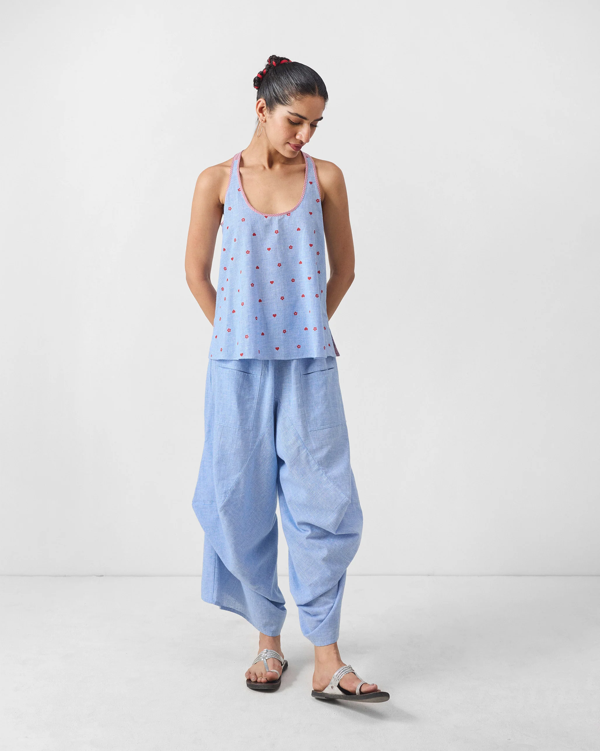 Yoka Trousers - Blue & White Checks - Image 7