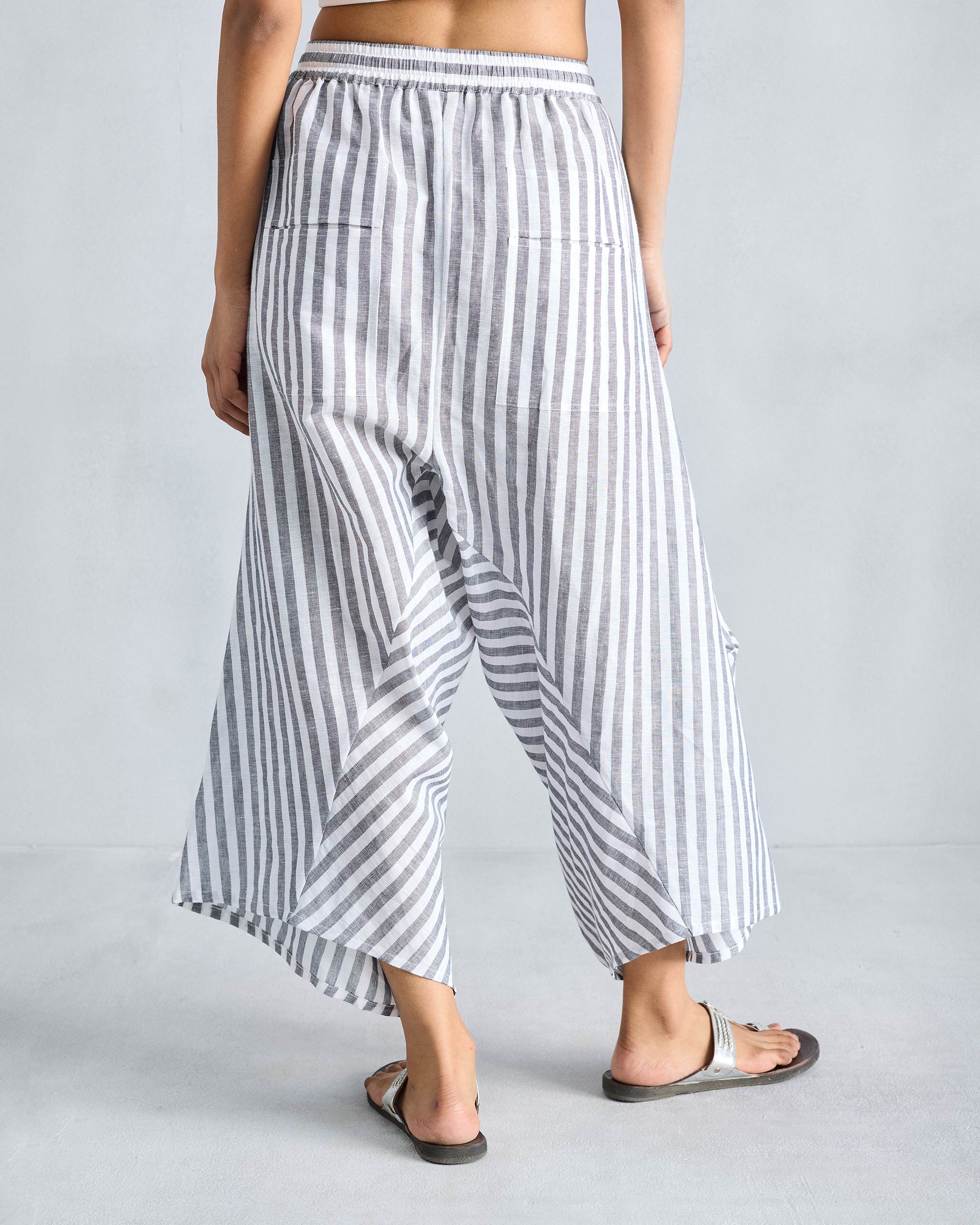 Yoka Trousers - Charcoal & White Stripes - Image 3
