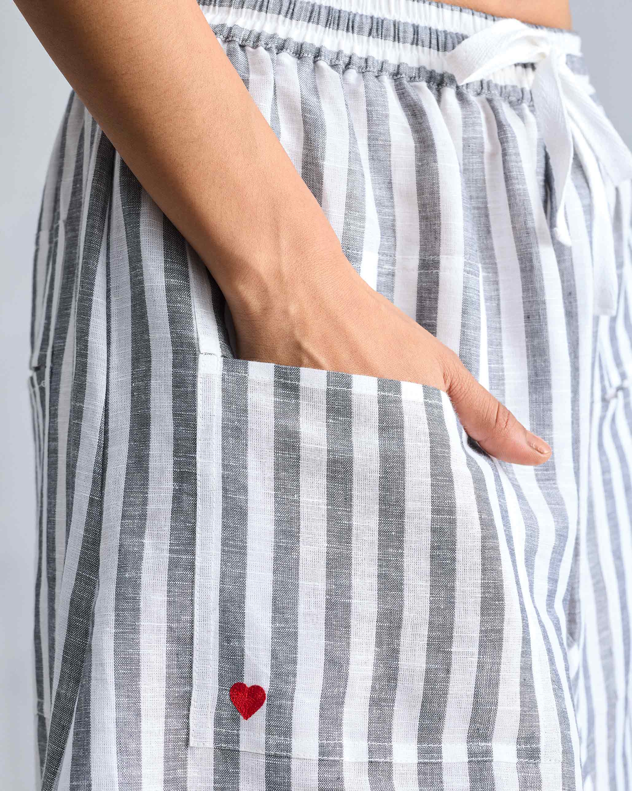 Yoka Trousers - Charcoal & White Stripes - Image 4