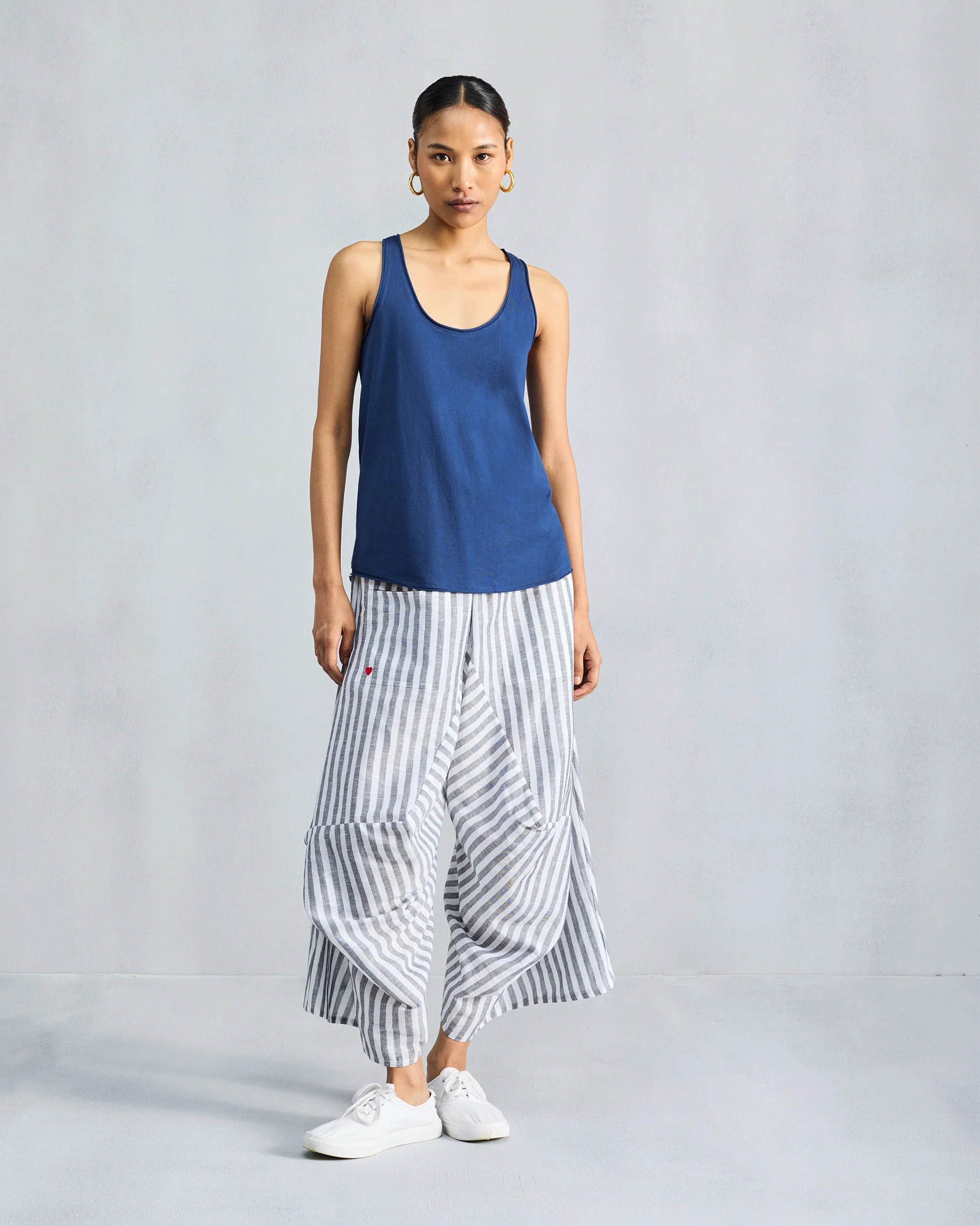 Yoka Trousers - Charcoal & White Stripes - Image 5