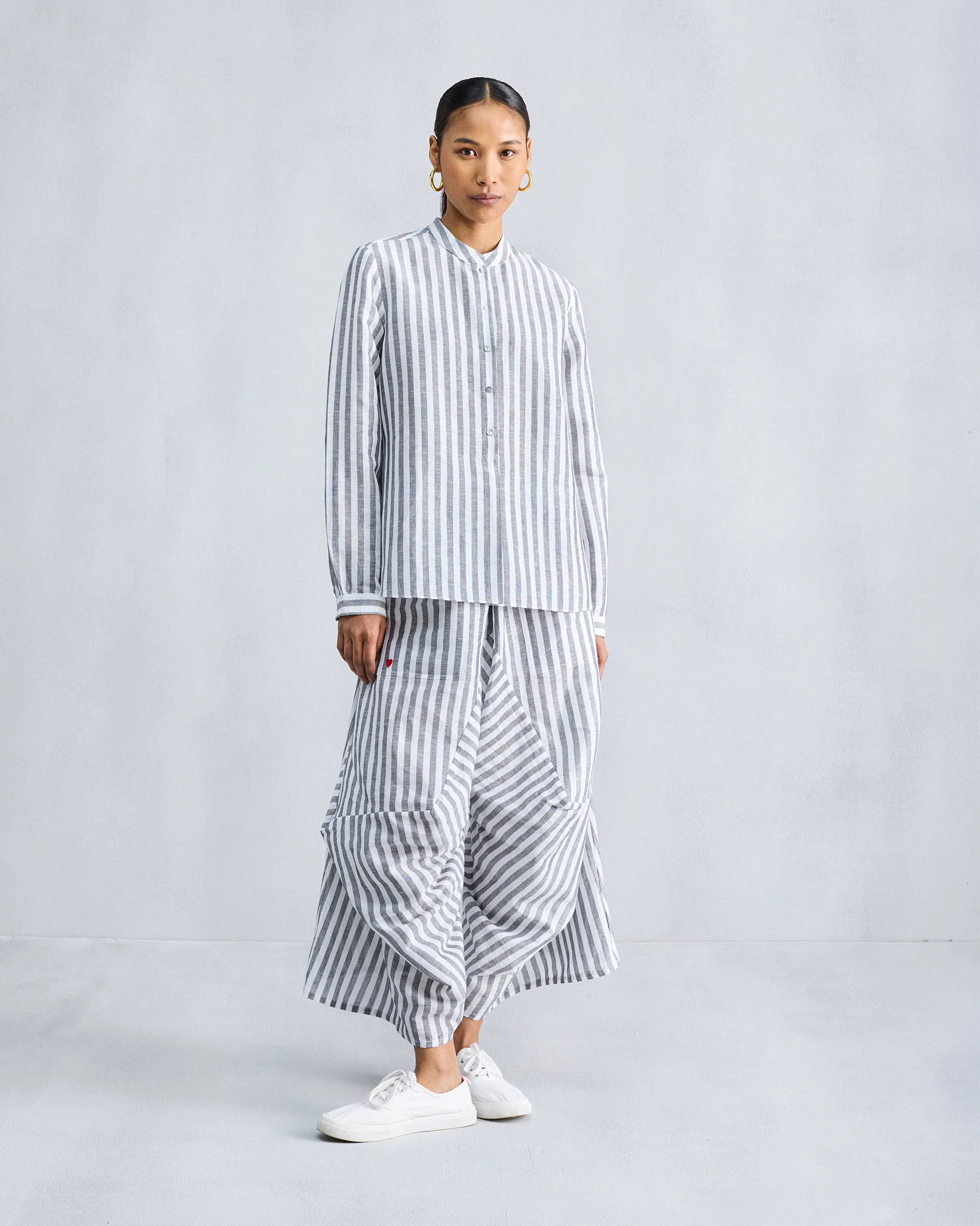 Yoka Trousers - Charcoal & White Stripes - Image 6