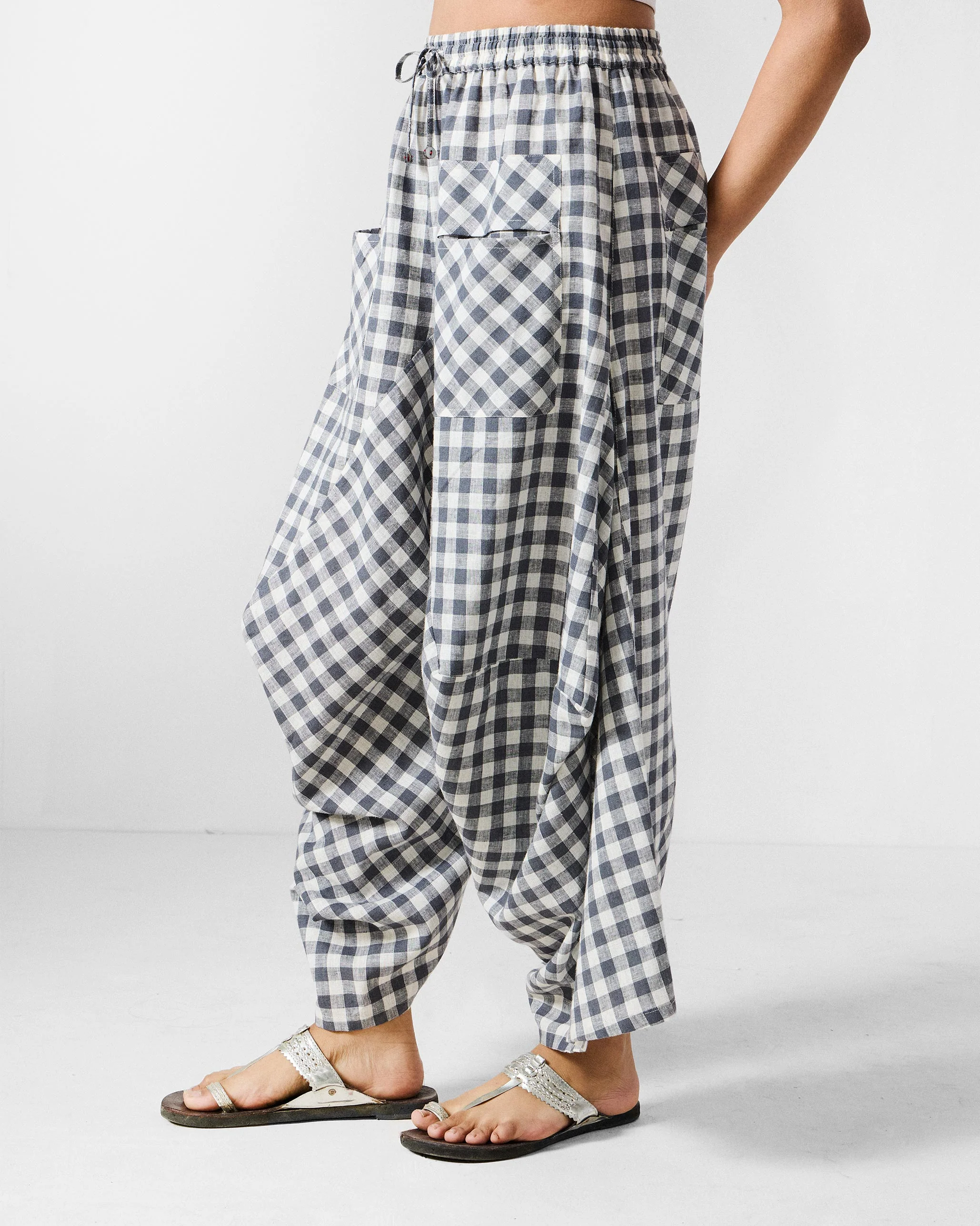 Yoka Trousers - Grey & White Checks - Image 2