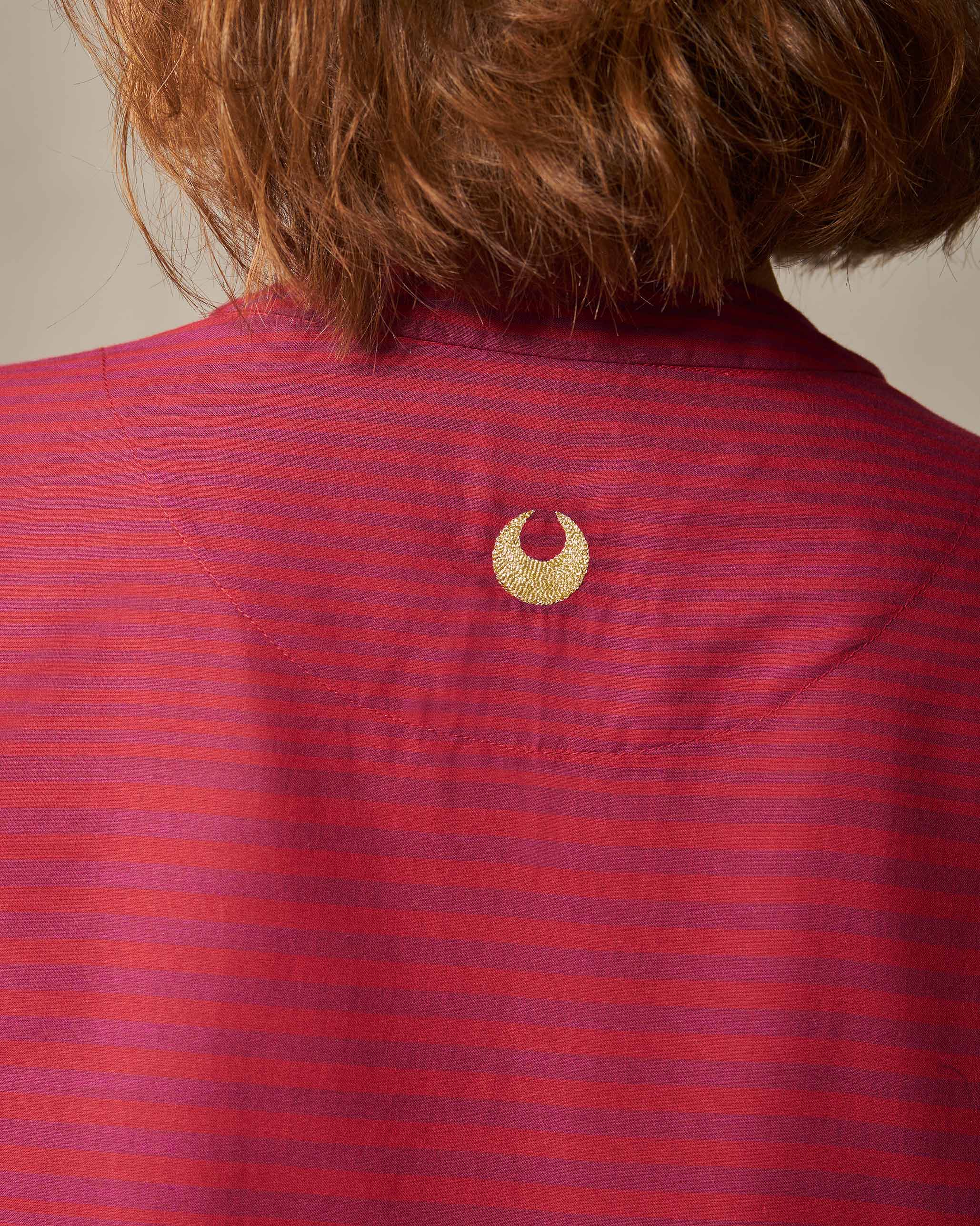 Yoke Kurta - Purple & Red Stripes - Image 6