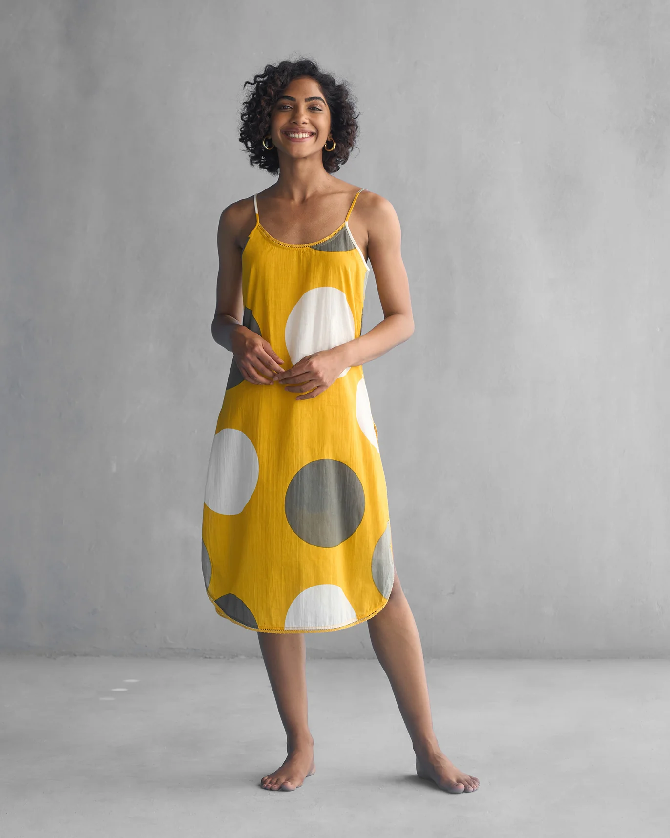 Yoma Drawstring Dress with Slip - Ochre - Image 4