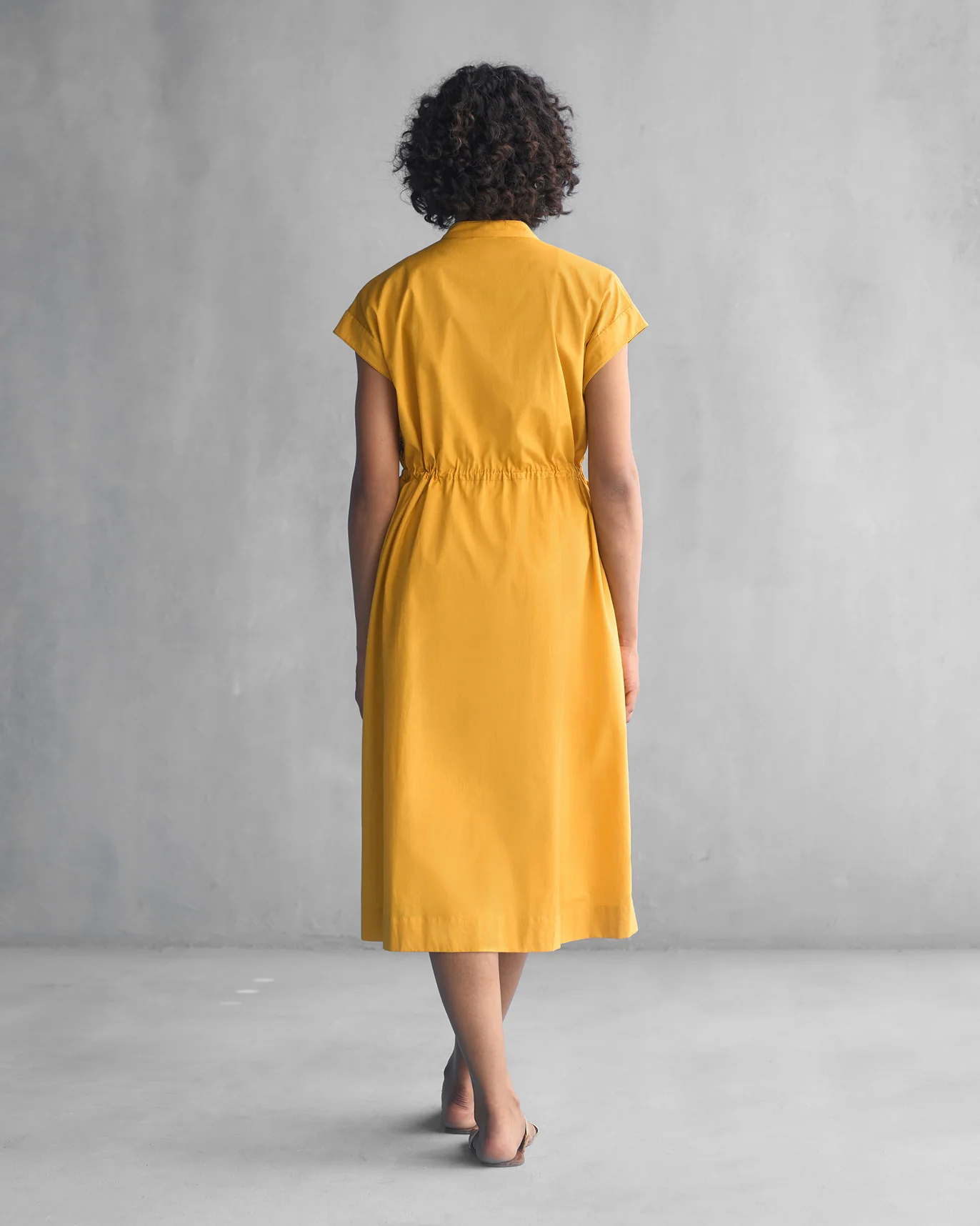Yoma Drawstring Dress with Slip - Ochre - Image 6