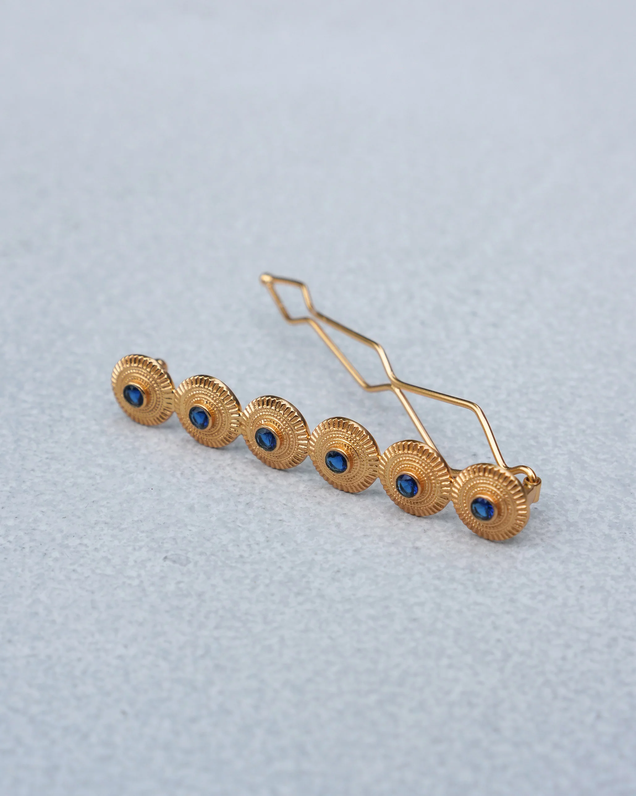 Yoma Hair Pin - Gold & Blue - Image 3