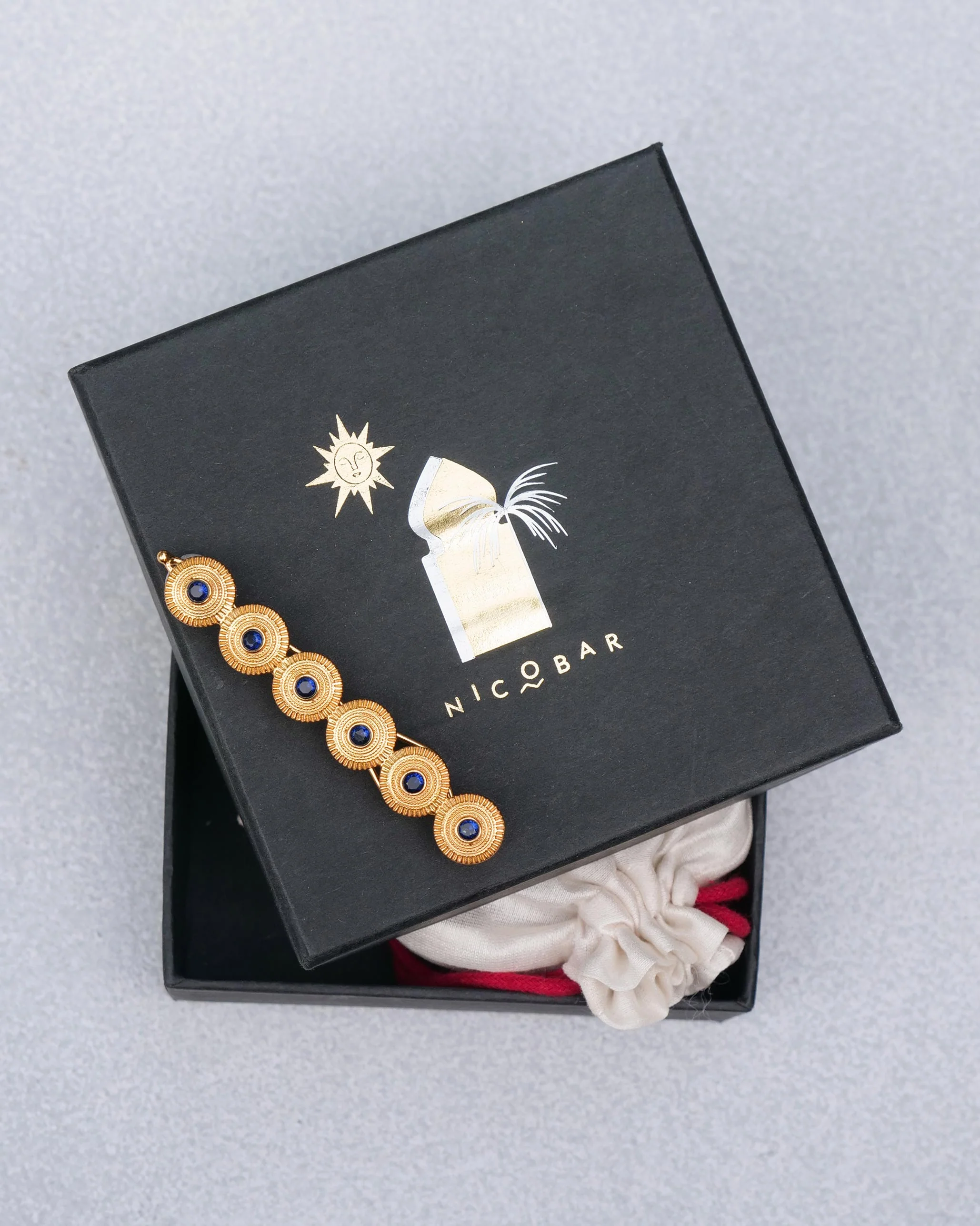Yoma Hair Pin - Gold & Blue - Image 4