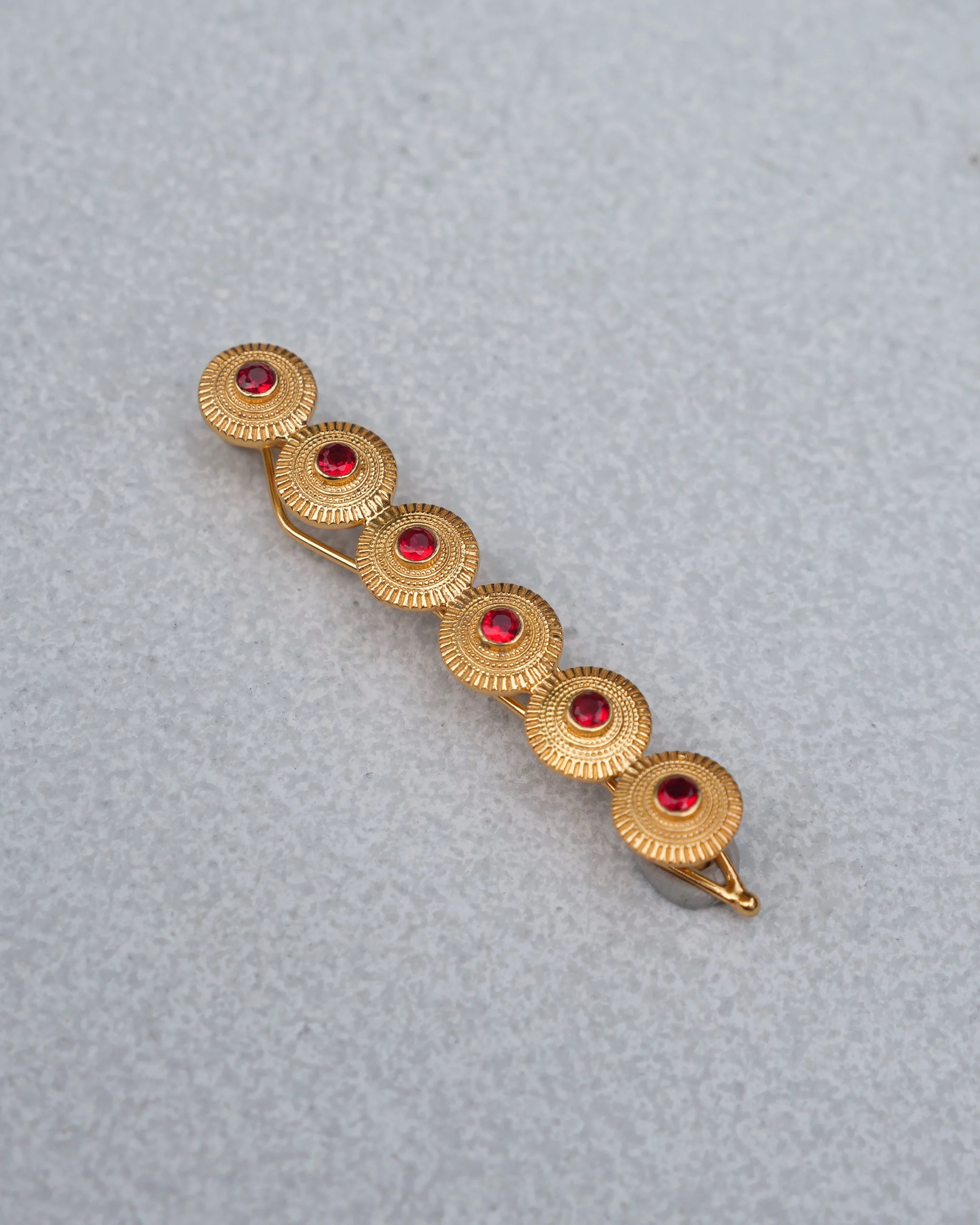 Yoma Hair Pin - Gold & Red - Image 2