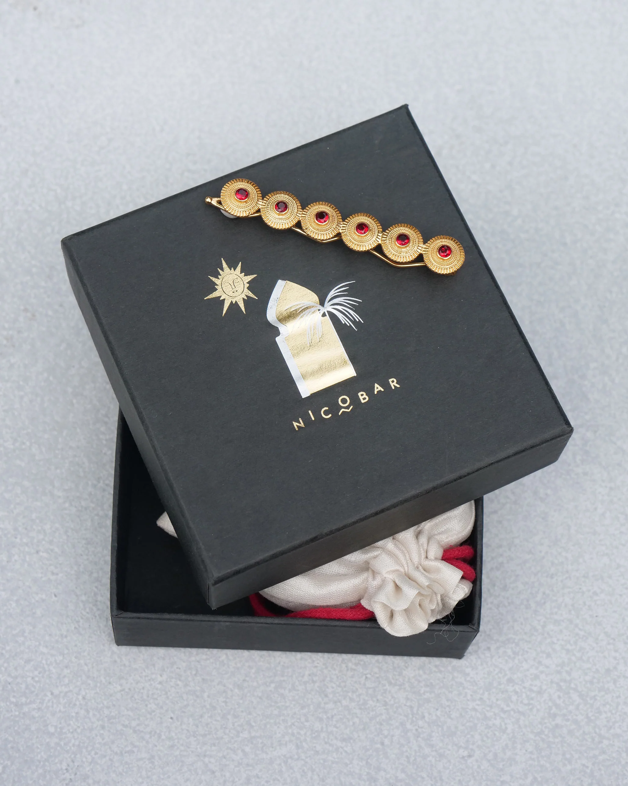 Yoma Hair Pin - Gold & Red - Image 4