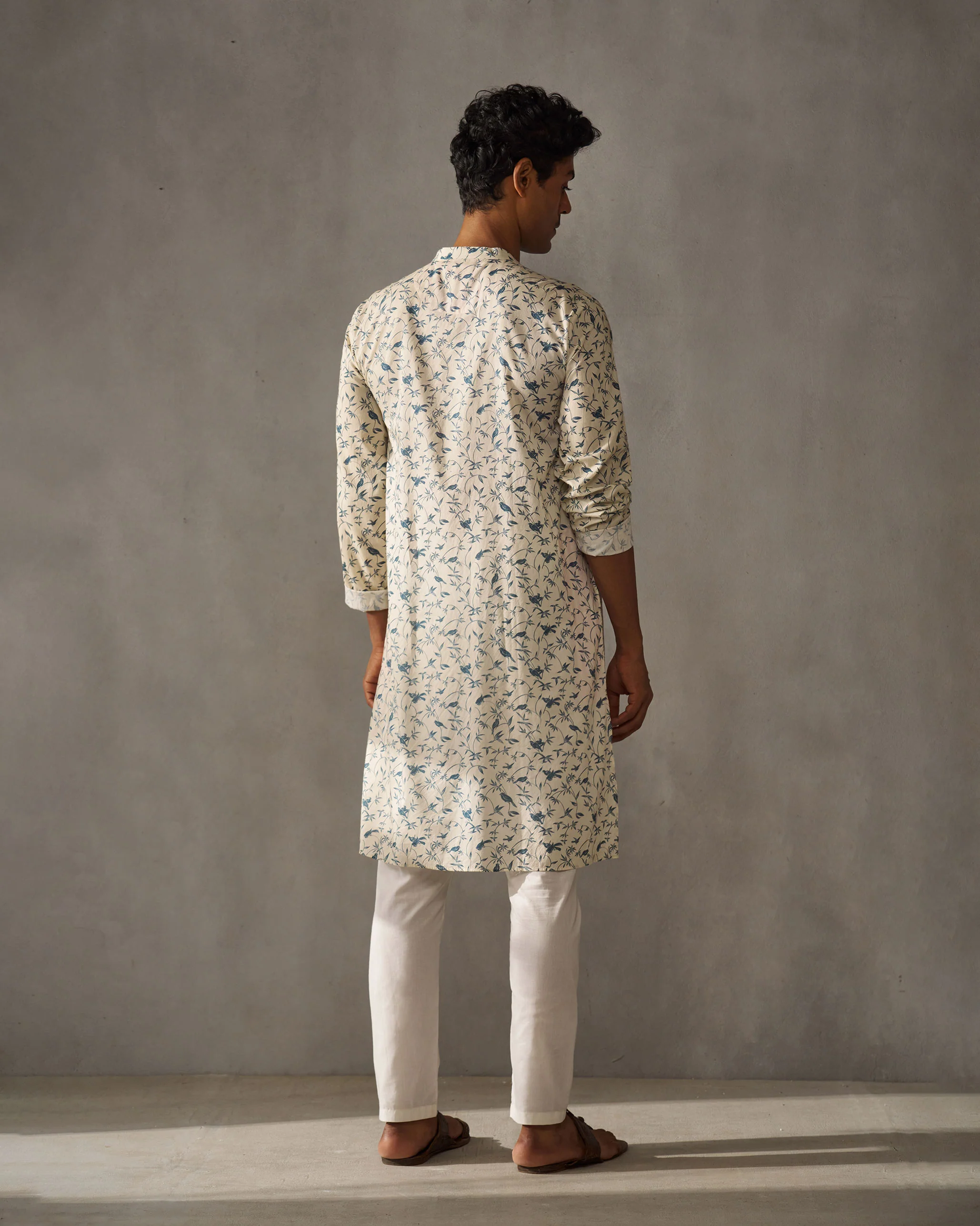 Zenith Kurta - Ivory & Blue Print - Image 4