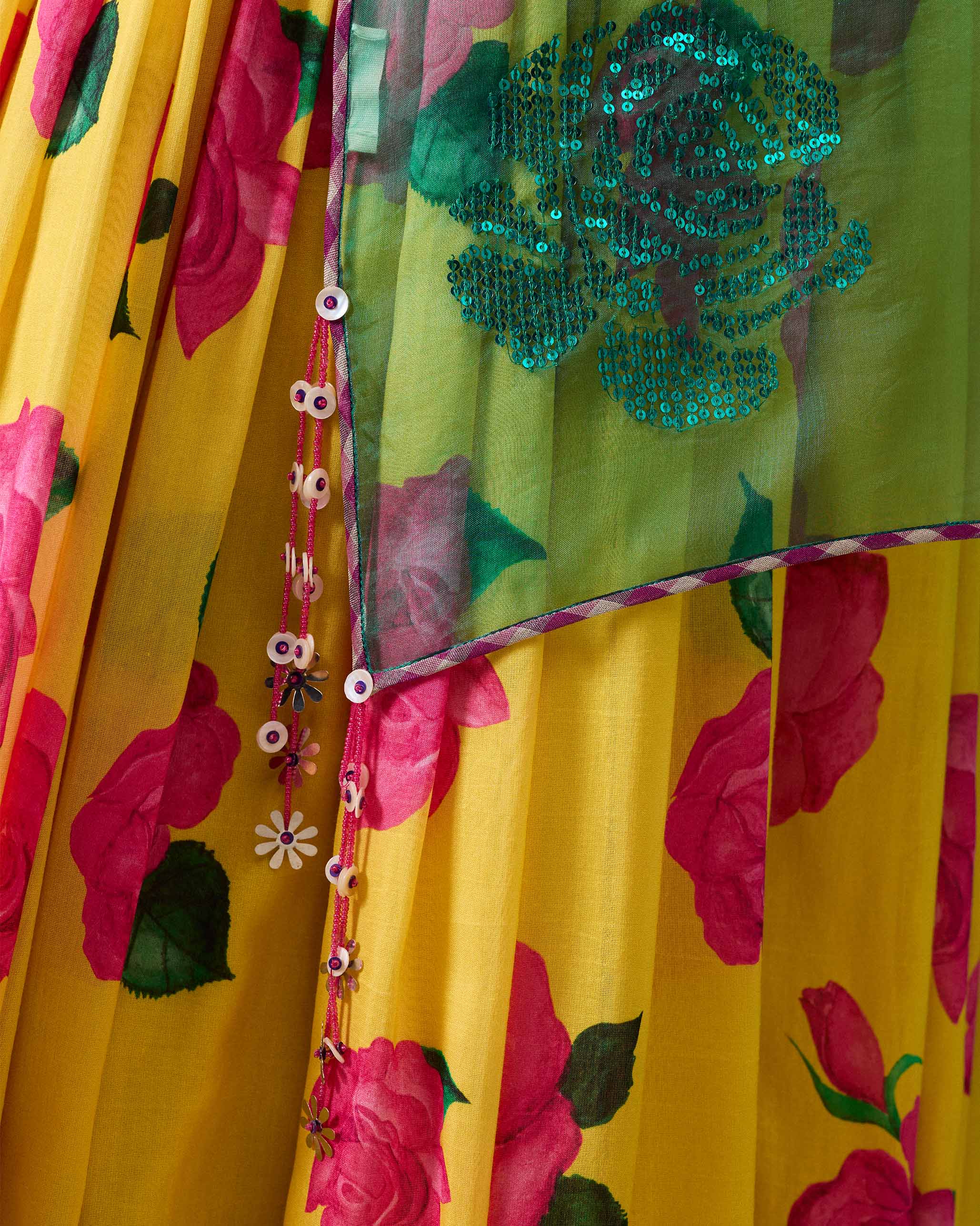 Zia Dupatta - Emerald Green Embroidered - Image 2
