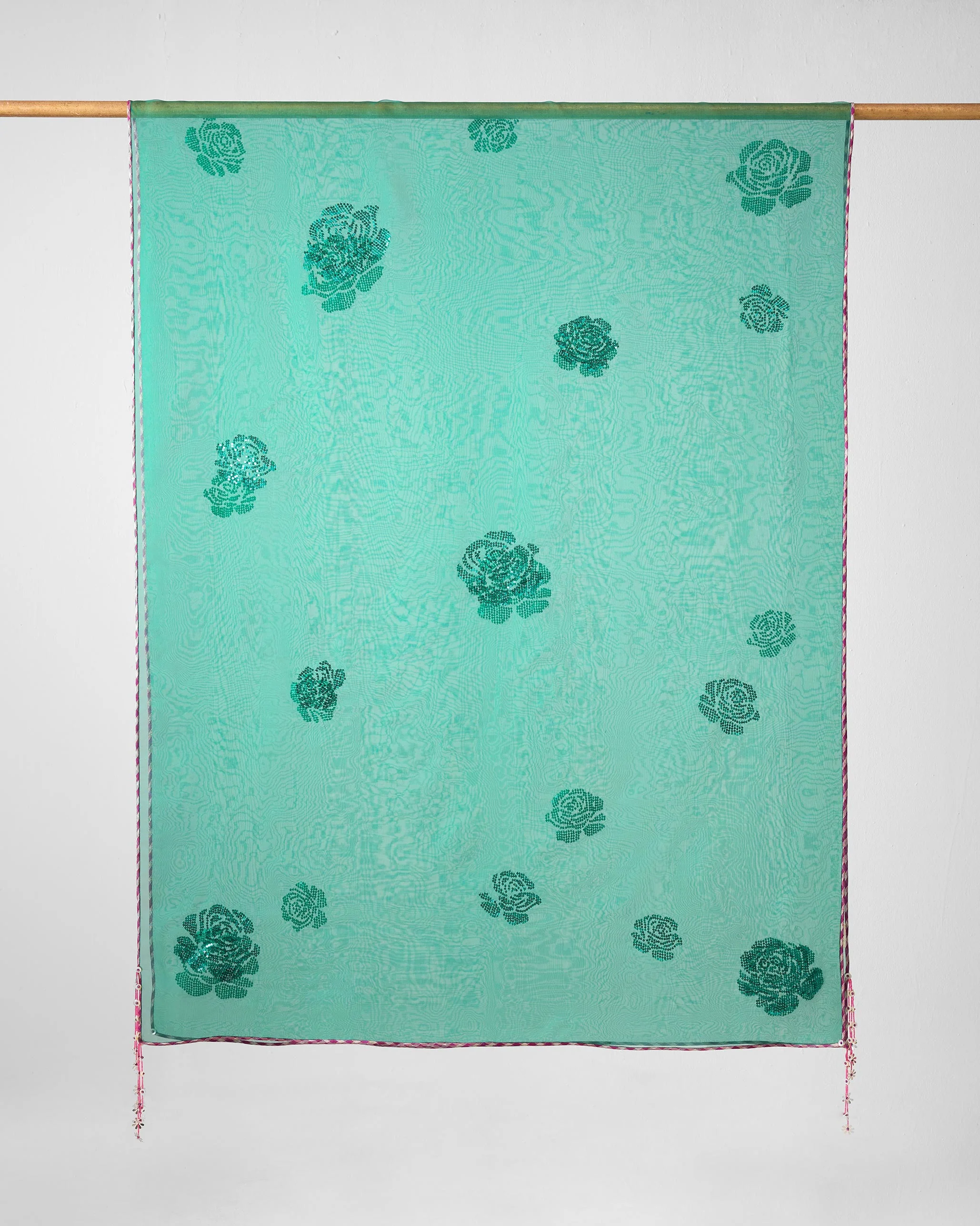 Zia Dupatta - Emerald Green Embroidered - Image 4