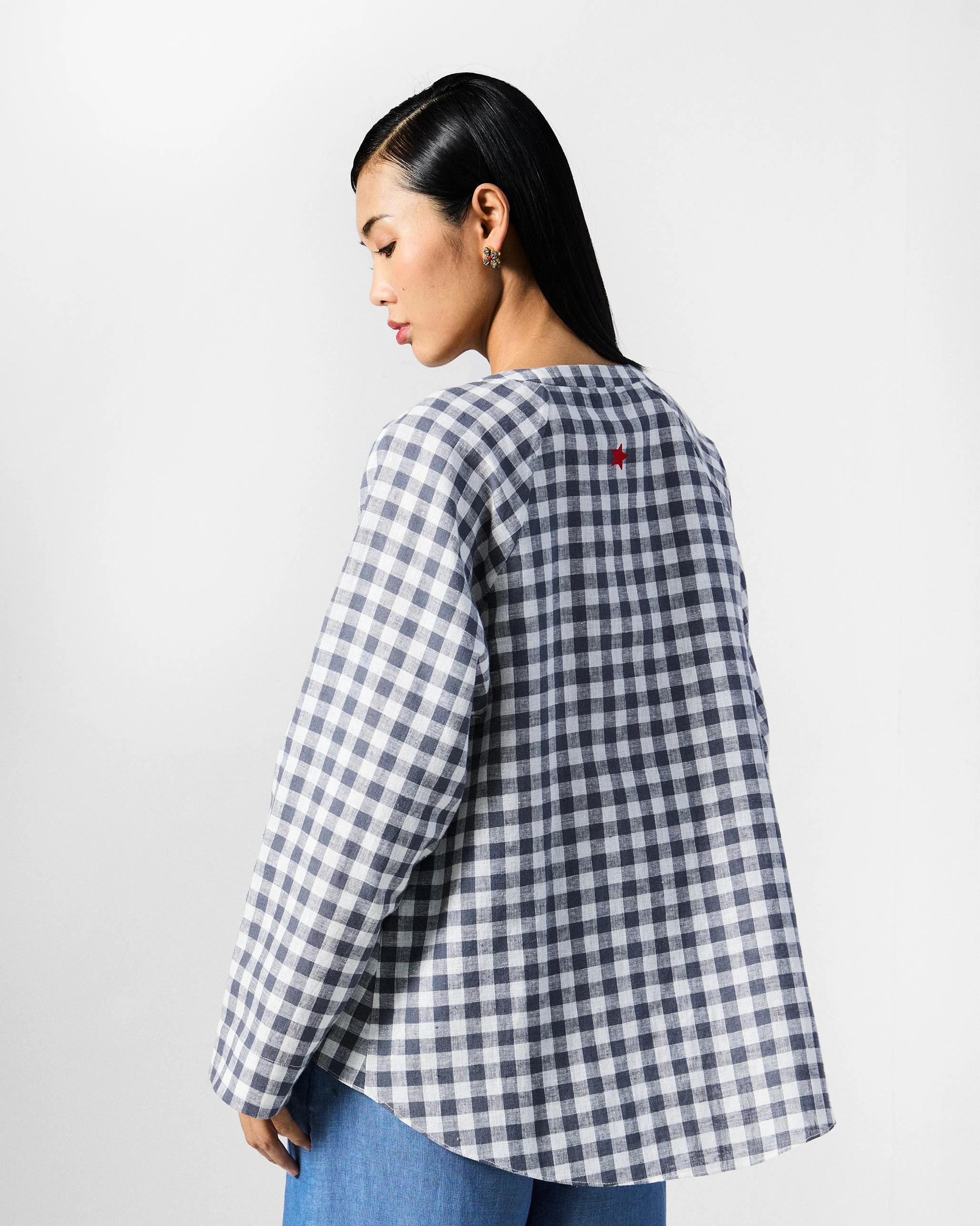 Zil Top - Charcoal & White Checks - Image 2