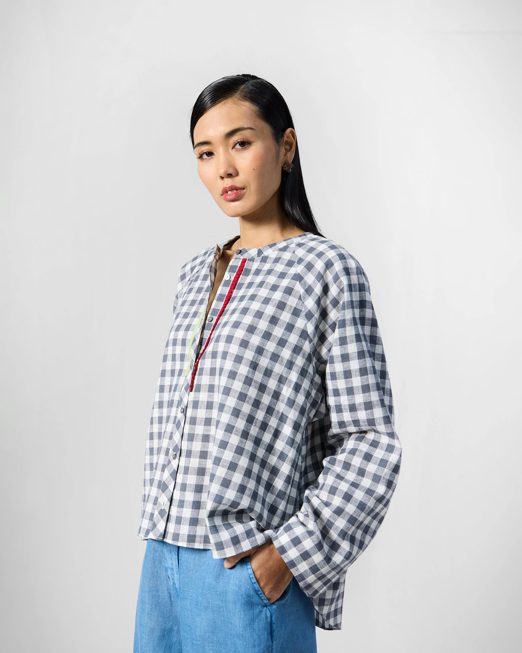 Zil Top - Charcoal & White Checks - Image 3