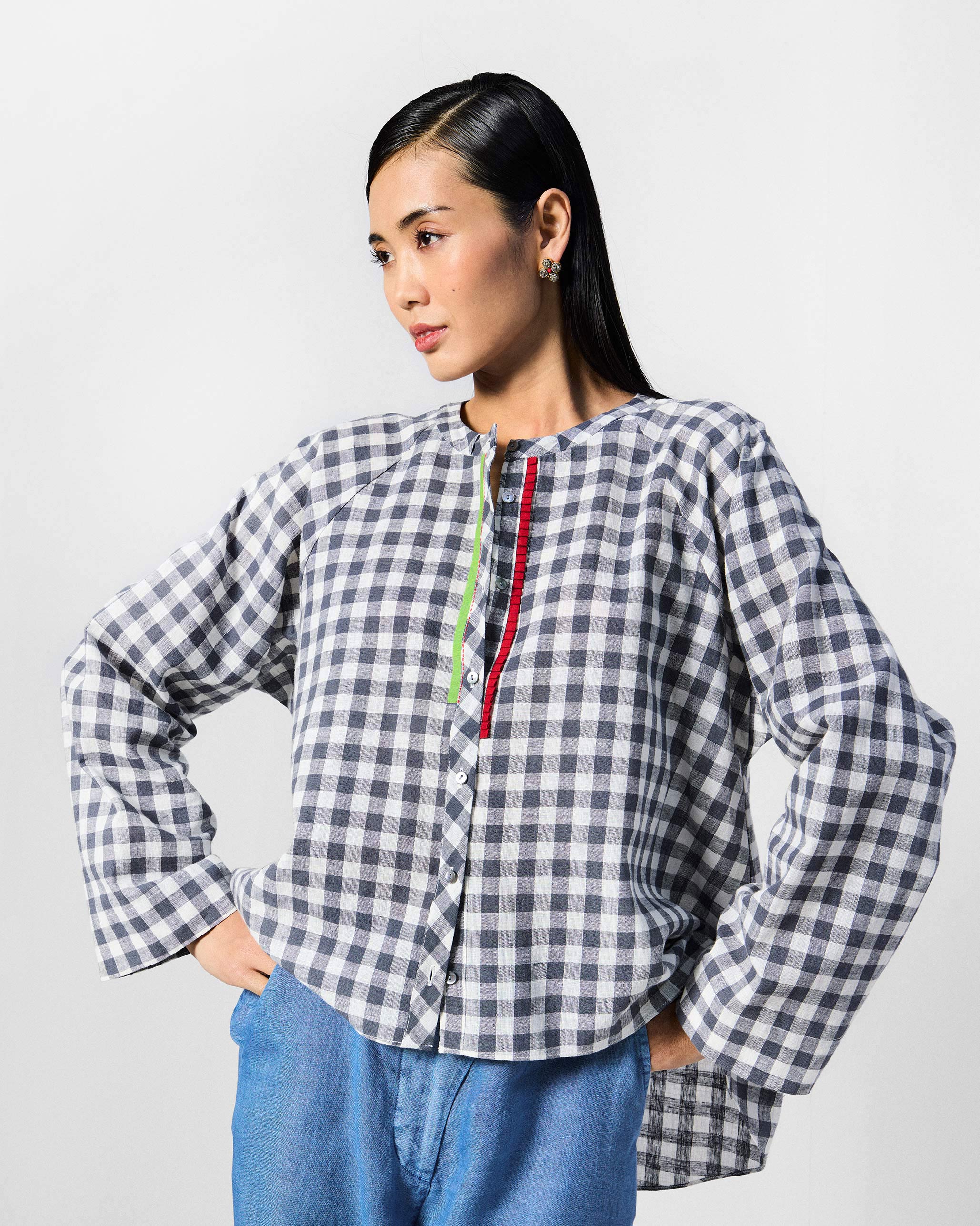 Zil Top - Charcoal & White Checks - Image 5