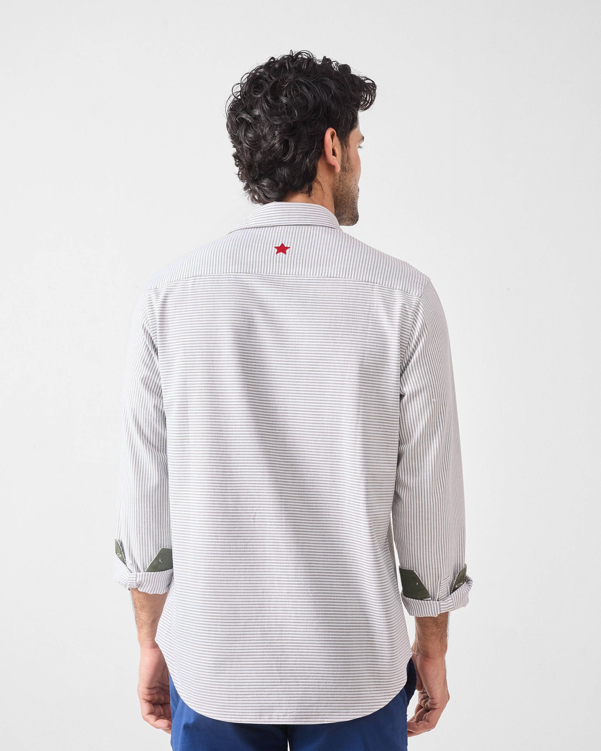 Zulu Shirt - Olive & White Stripes - Image 2