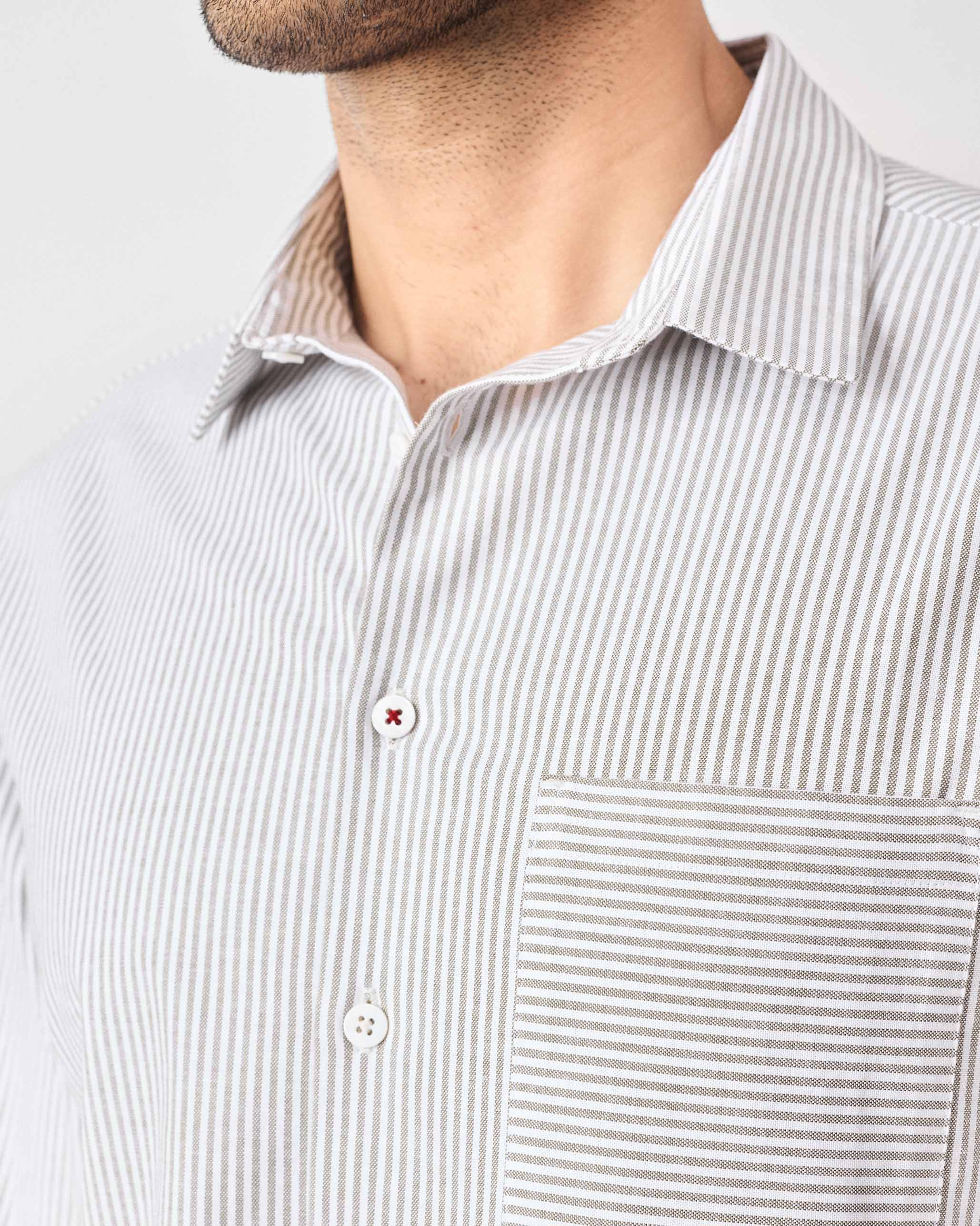 Zulu Shirt - Olive & White Stripes - Image 4