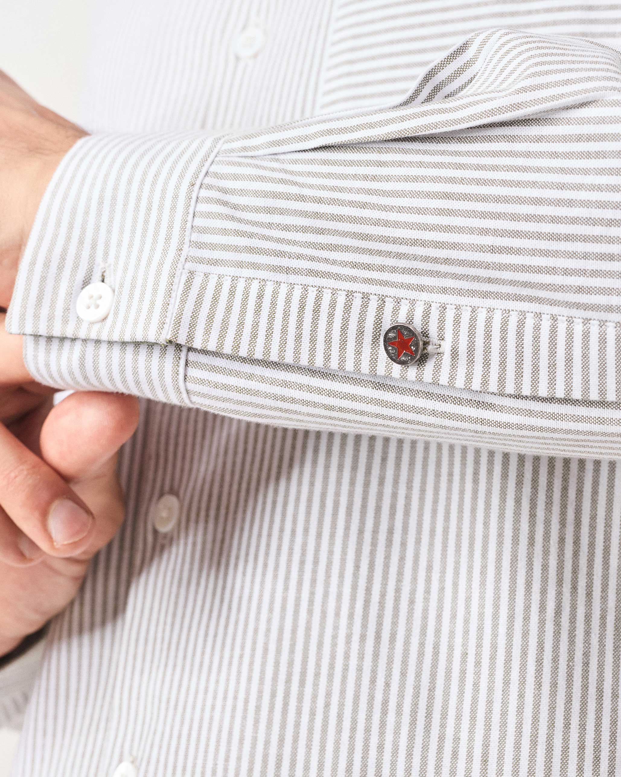 Zulu Shirt - Olive & White Stripes - Image 6
