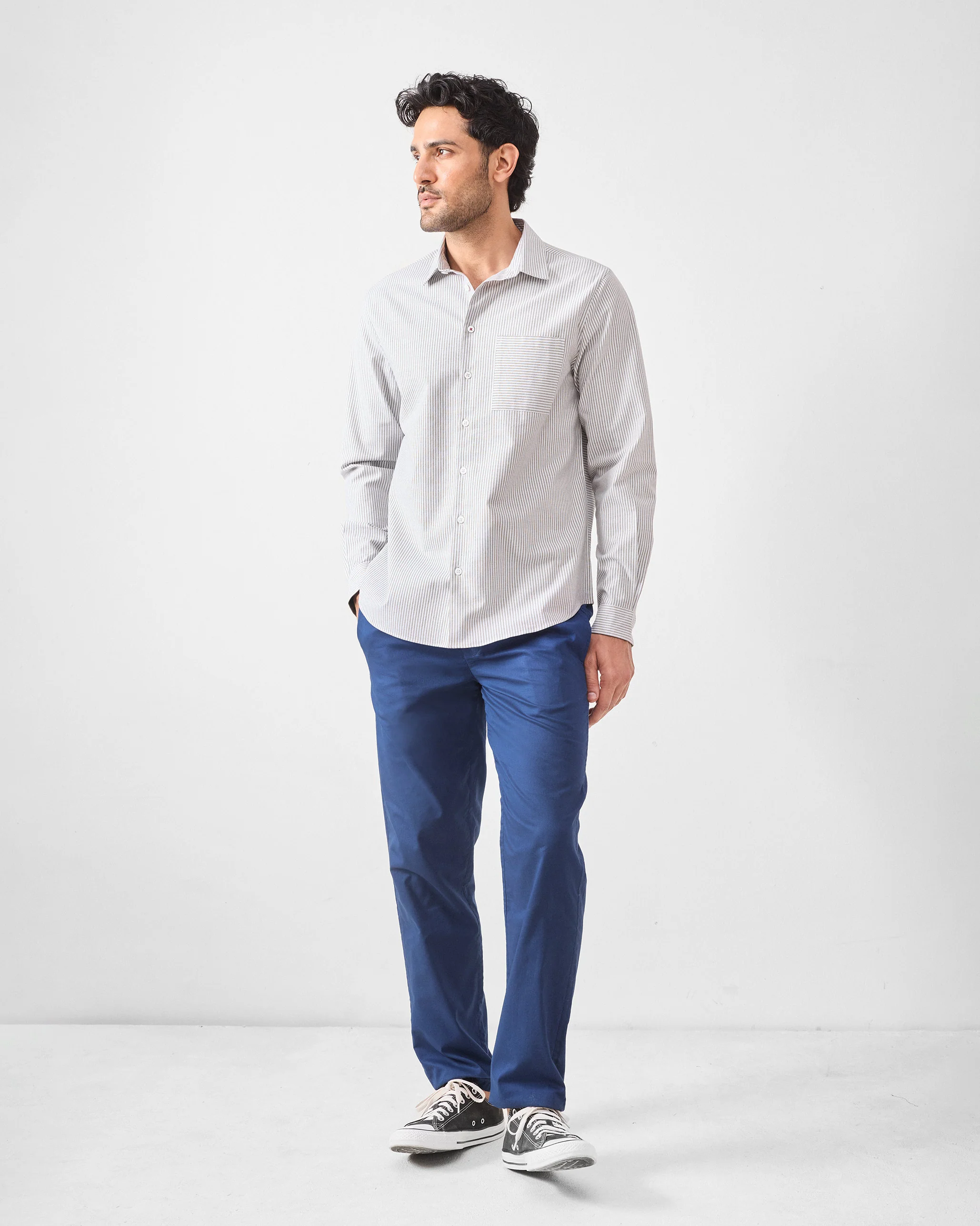 Zulu Shirt - Olive & White Stripes - Image 8