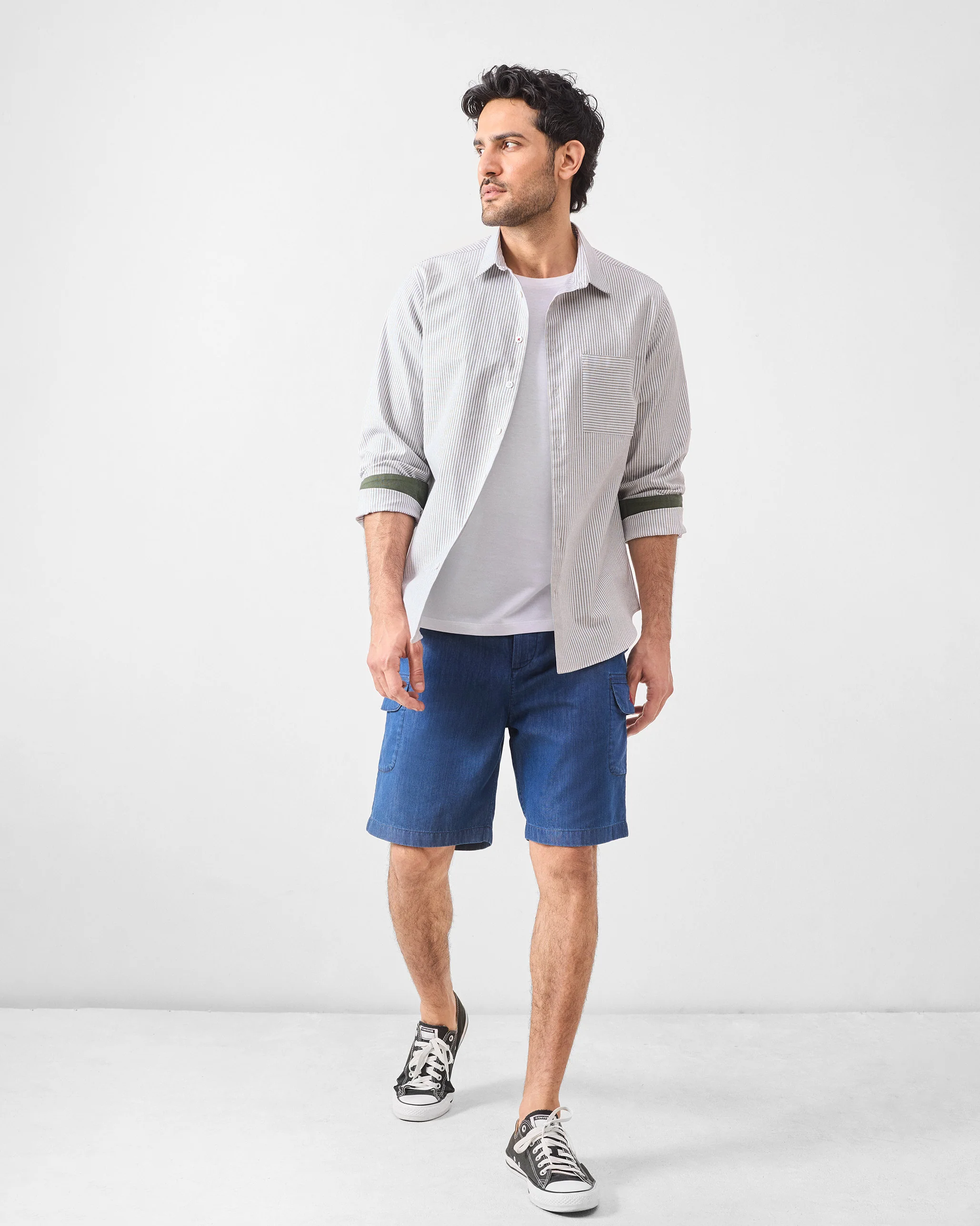 Zulu Shirt - Olive & White Stripes - Image 9